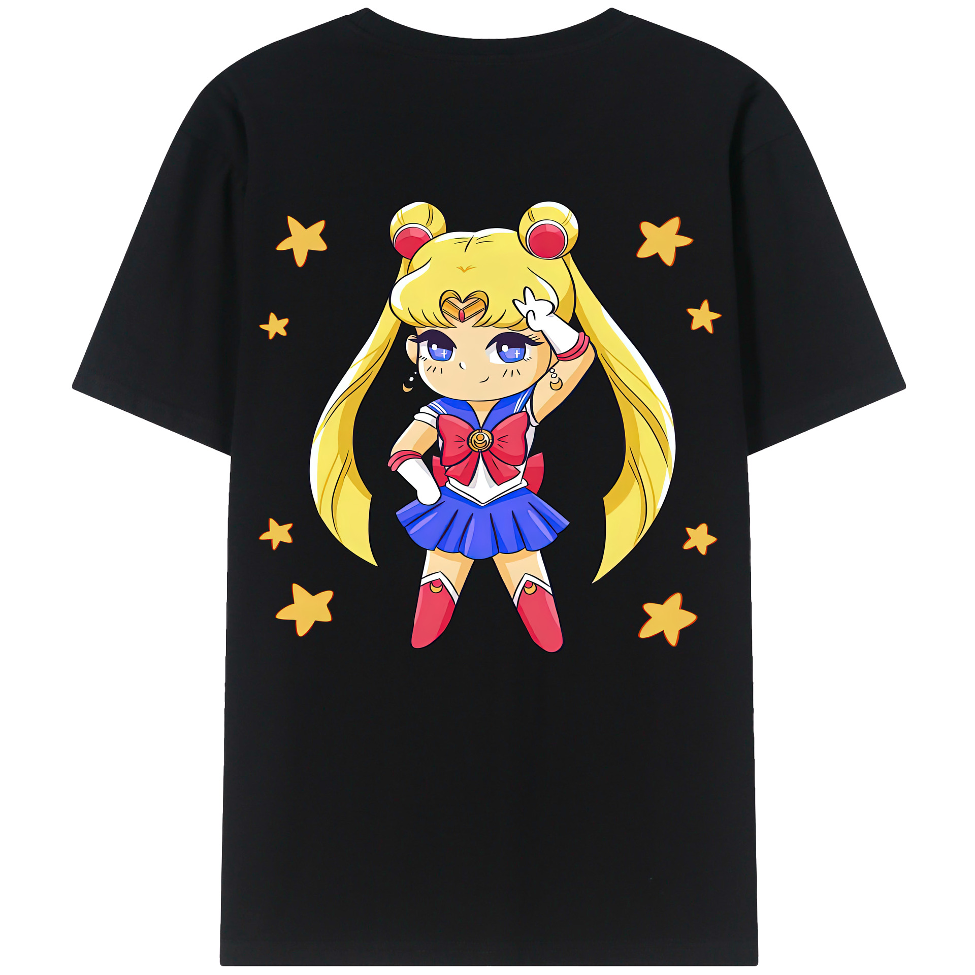 （画像用） 美少女戦士セーラームーン 月野 うさぎ つきの うさぎ Sailor Moon Tsukino Usagi 綿100％半袖Tシャツ（背面プリント）
