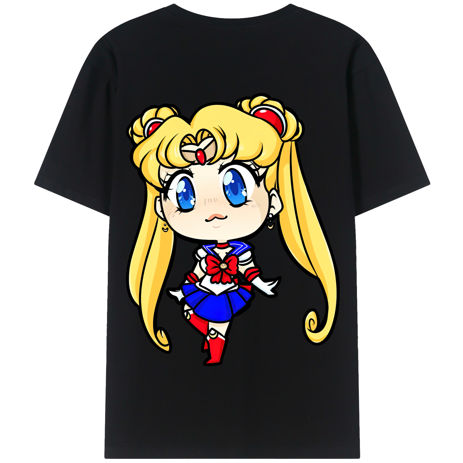 （画像用） 美少女戦士セーラームーン 月野 うさぎ つきの うさぎ Sailor Moon Tsukino Usagi 綿100％半袖Tシャツ（背面プリント）
