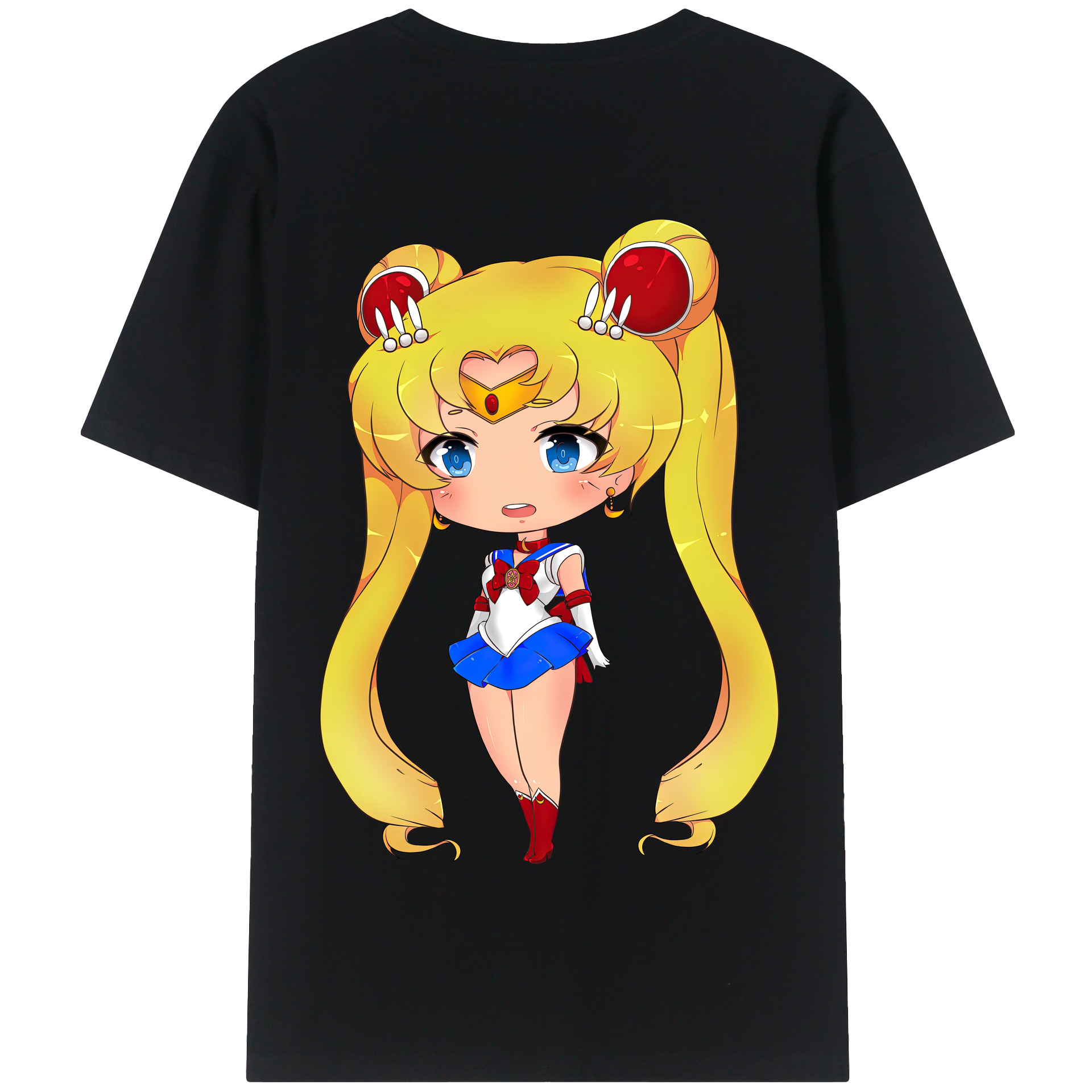 （画像用） 美少女戦士セーラームーン 月野 うさぎ つきの うさぎ Sailor Moon Tsukino Usagi 綿100％半袖Tシャツ（背面プリント）