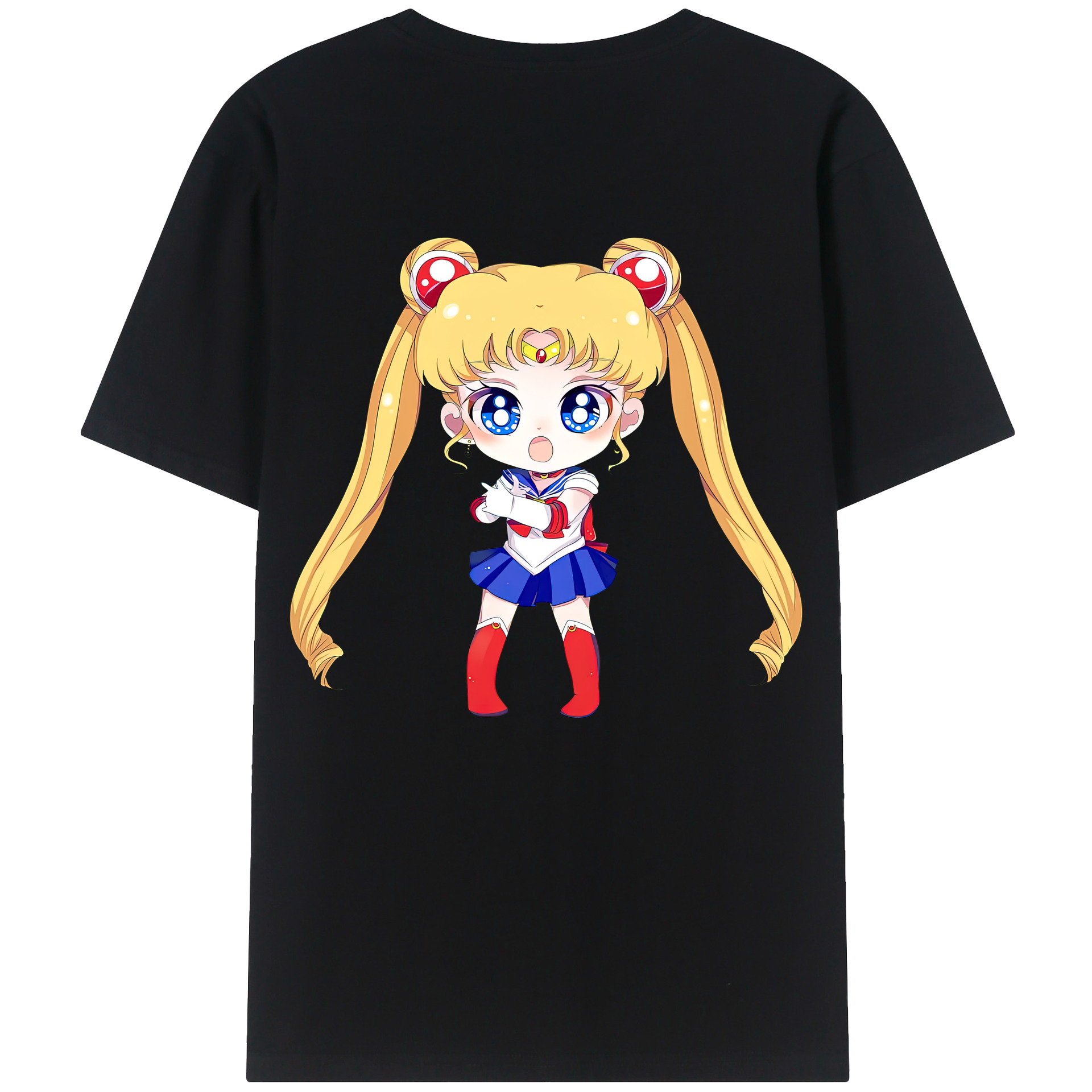 （画像用） 美少女戦士セーラームーン 月野 うさぎ つきの うさぎ Sailor Moon Tsukino Usagi 綿100％半袖Tシャツ（背面プリント）