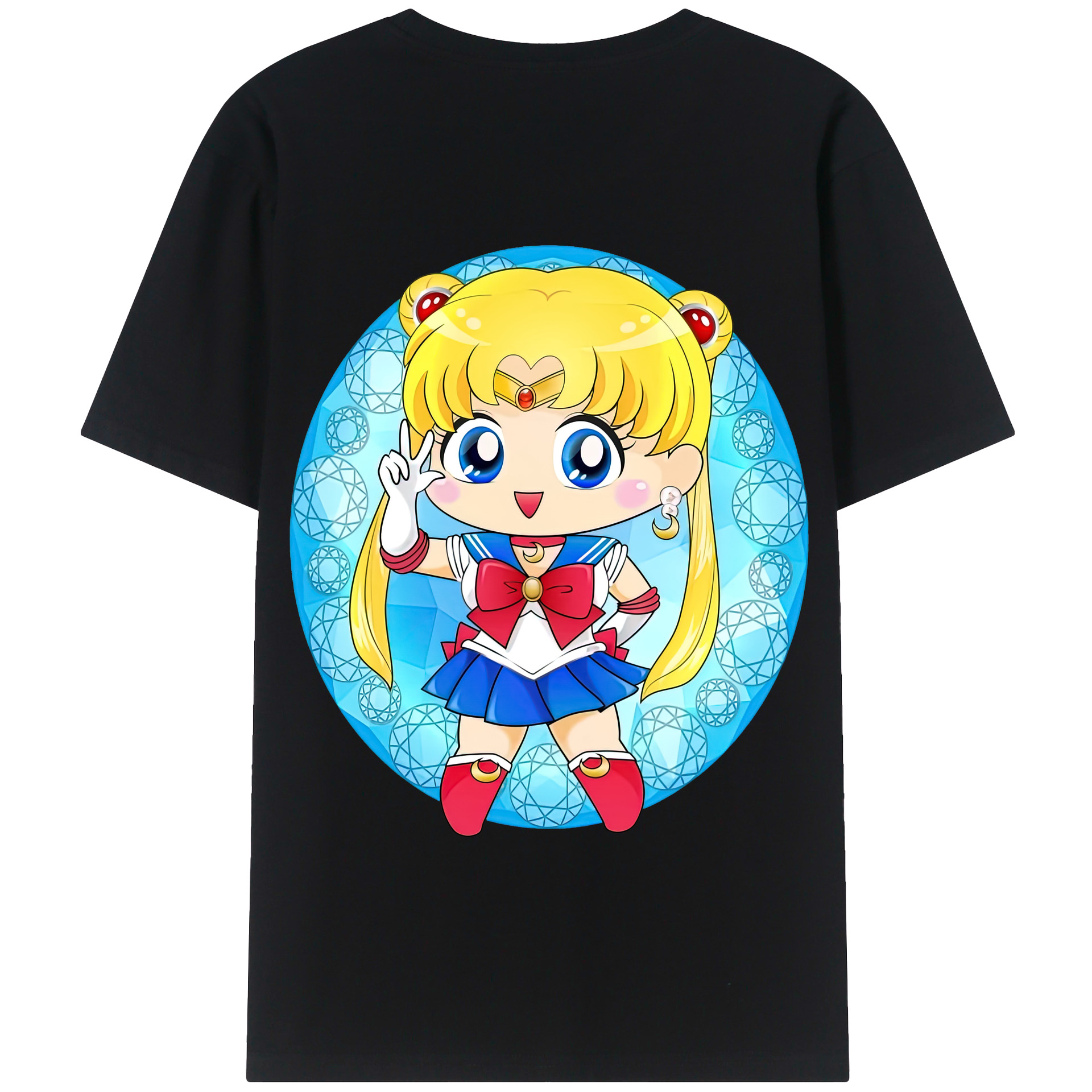 （画像用） 美少女戦士セーラームーン 月野 うさぎ つきの うさぎ Sailor Moon Tsukino Usagi 綿100％半袖Tシャツ（背面プリント）