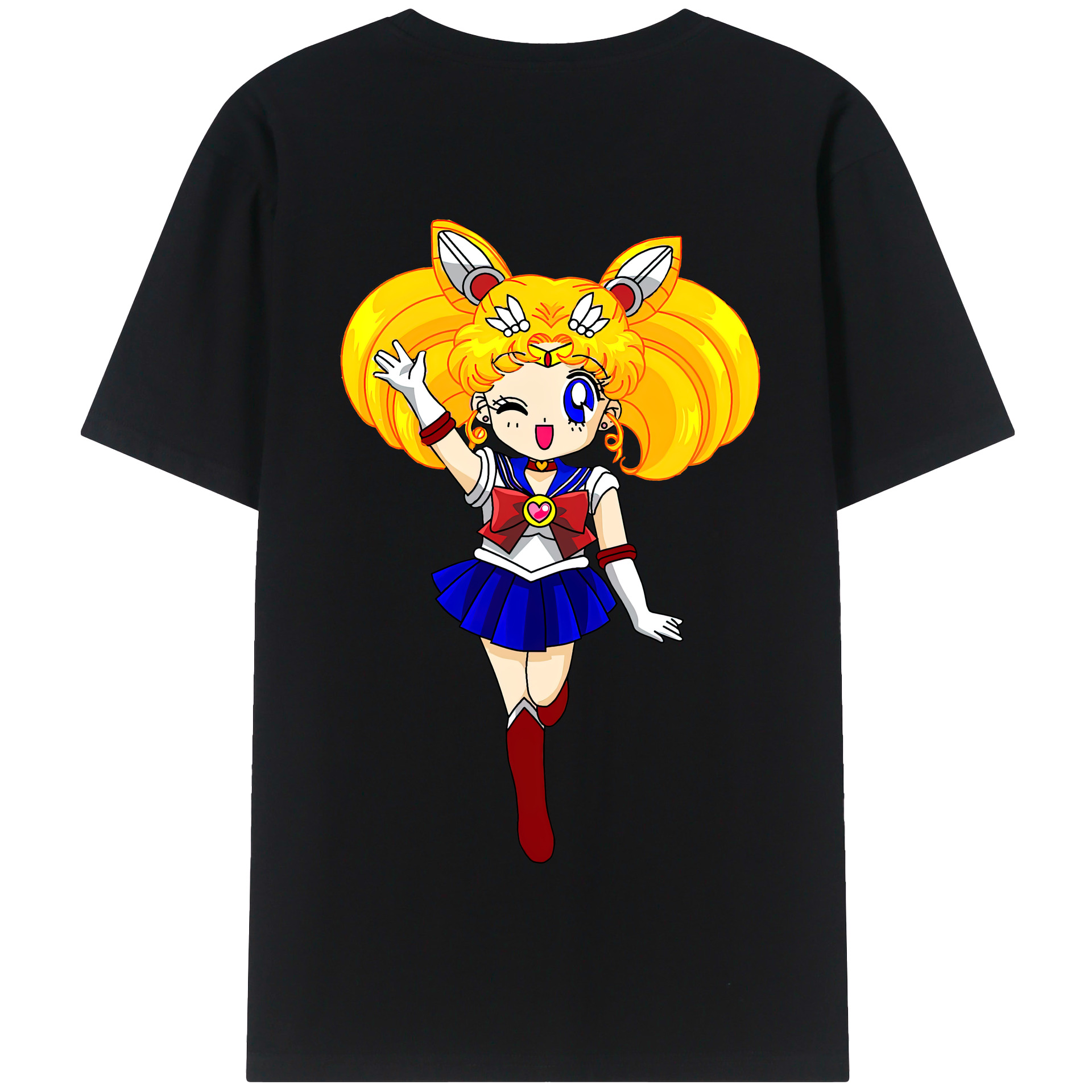 （画像用） 美少女戦士セーラームーン 月野 うさぎ つきの うさぎ Sailor Moon Tsukino Usagi 綿100％半袖Tシャツ（背面プリント）