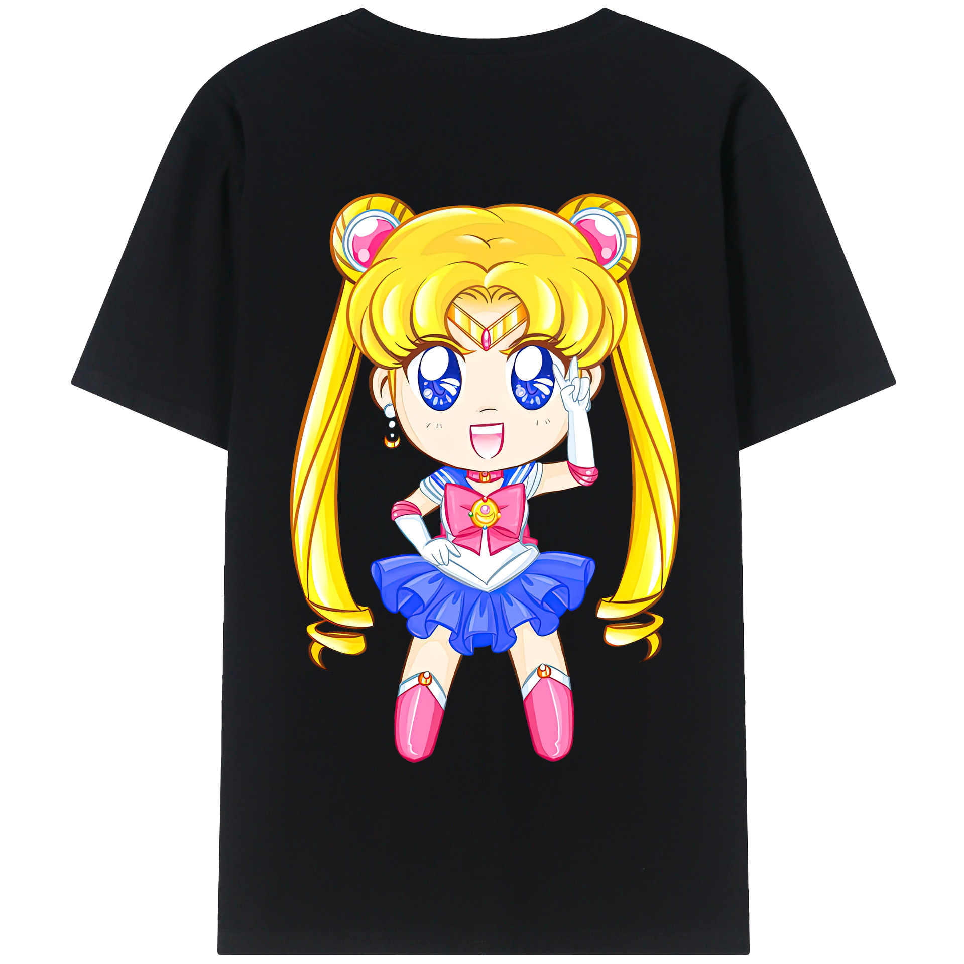 （画像用） 美少女戦士セーラームーン 月野 うさぎ つきの うさぎ Sailor Moon Tsukino Usagi 綿100％半袖Tシャツ（背面プリント）