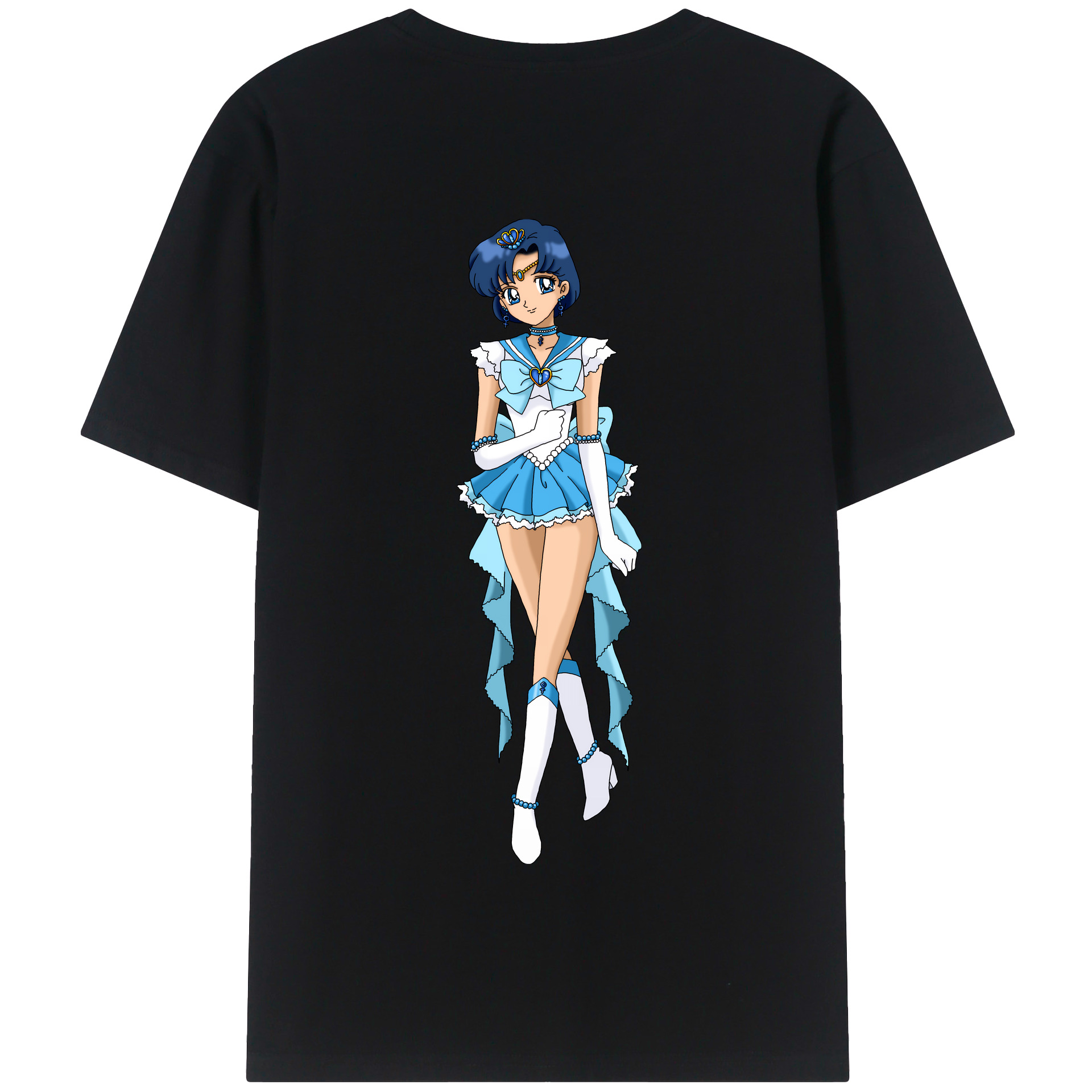 （画像用） 美少女戦士セーラームーン 水野 亜美 みずの あみ Sailor Moon Mizuno Ami 綿100％半袖Tシャツ（背面プリント）