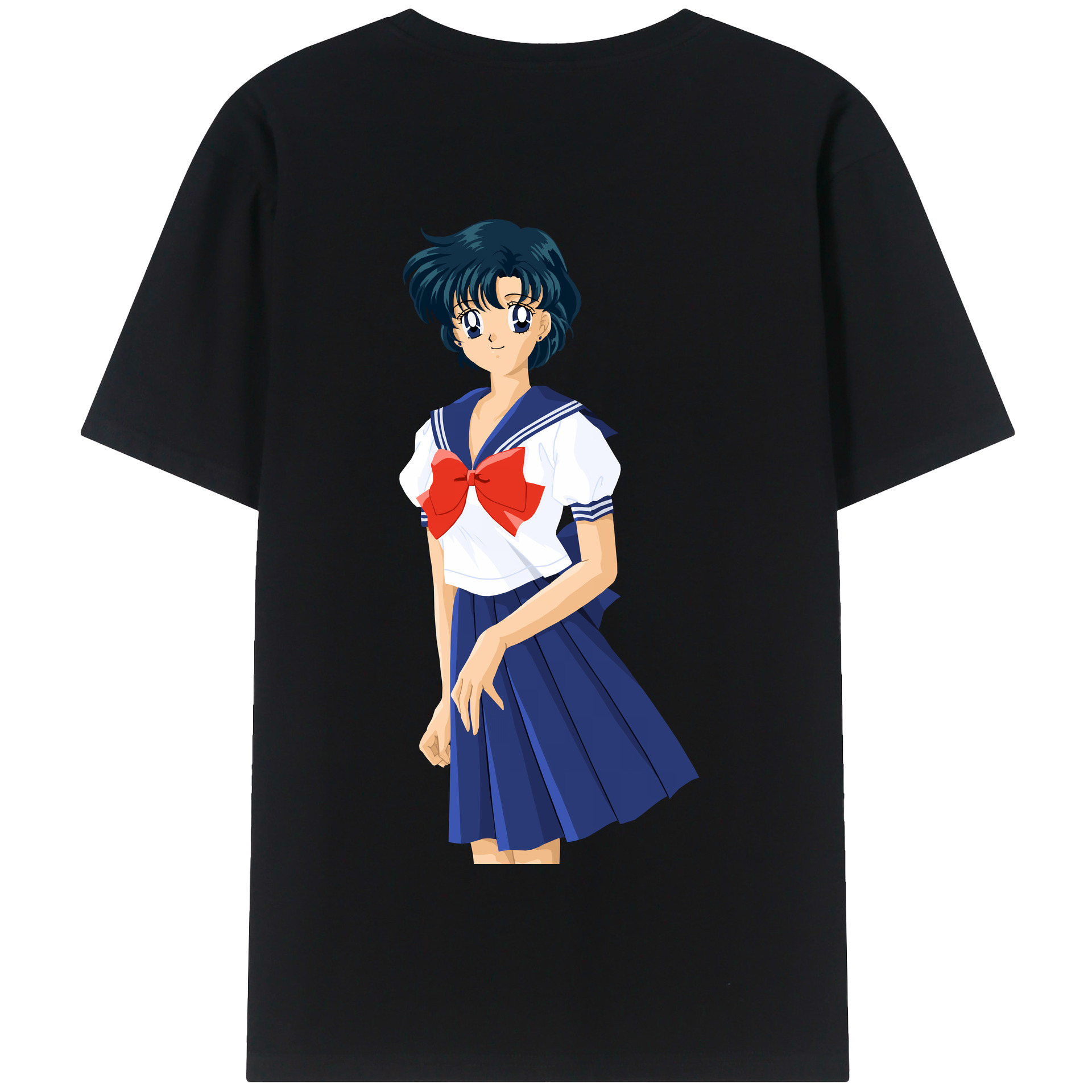 （画像用） 美少女戦士セーラームーン 水野 亜美 みずの あみ Sailor Moon Mizuno Ami 綿100％半袖Tシャツ（背面プリント）