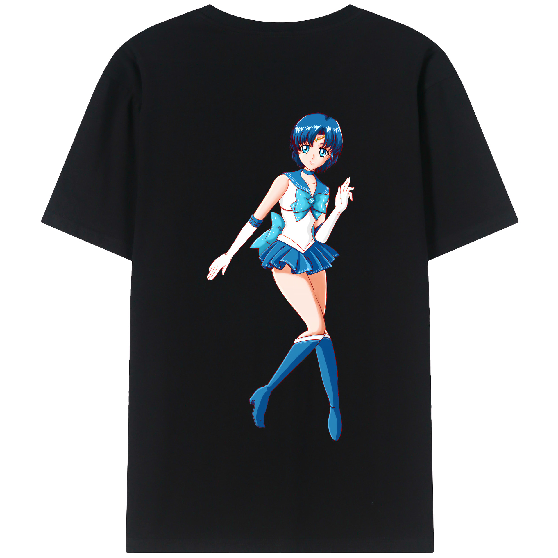 （画像用） 美少女戦士セーラームーン 水野 亜美 みずの あみ Sailor Moon Mizuno Ami 綿100％半袖Tシャツ（背面プリント）