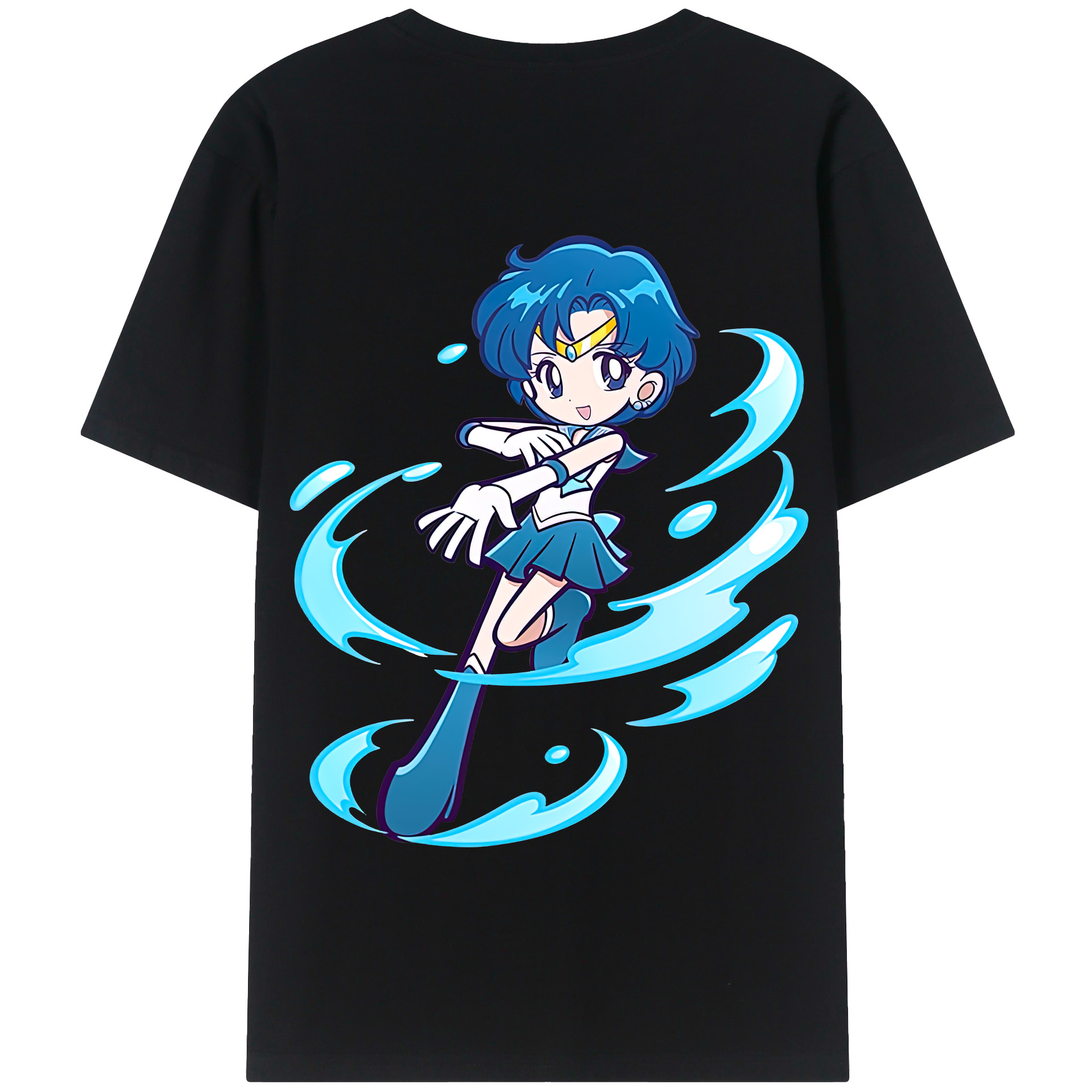 （画像用） 美少女戦士セーラームーン 水野 亜美 みずの あみ Sailor Moon Mizuno Ami 綿100％半袖Tシャツ（背面プリント）