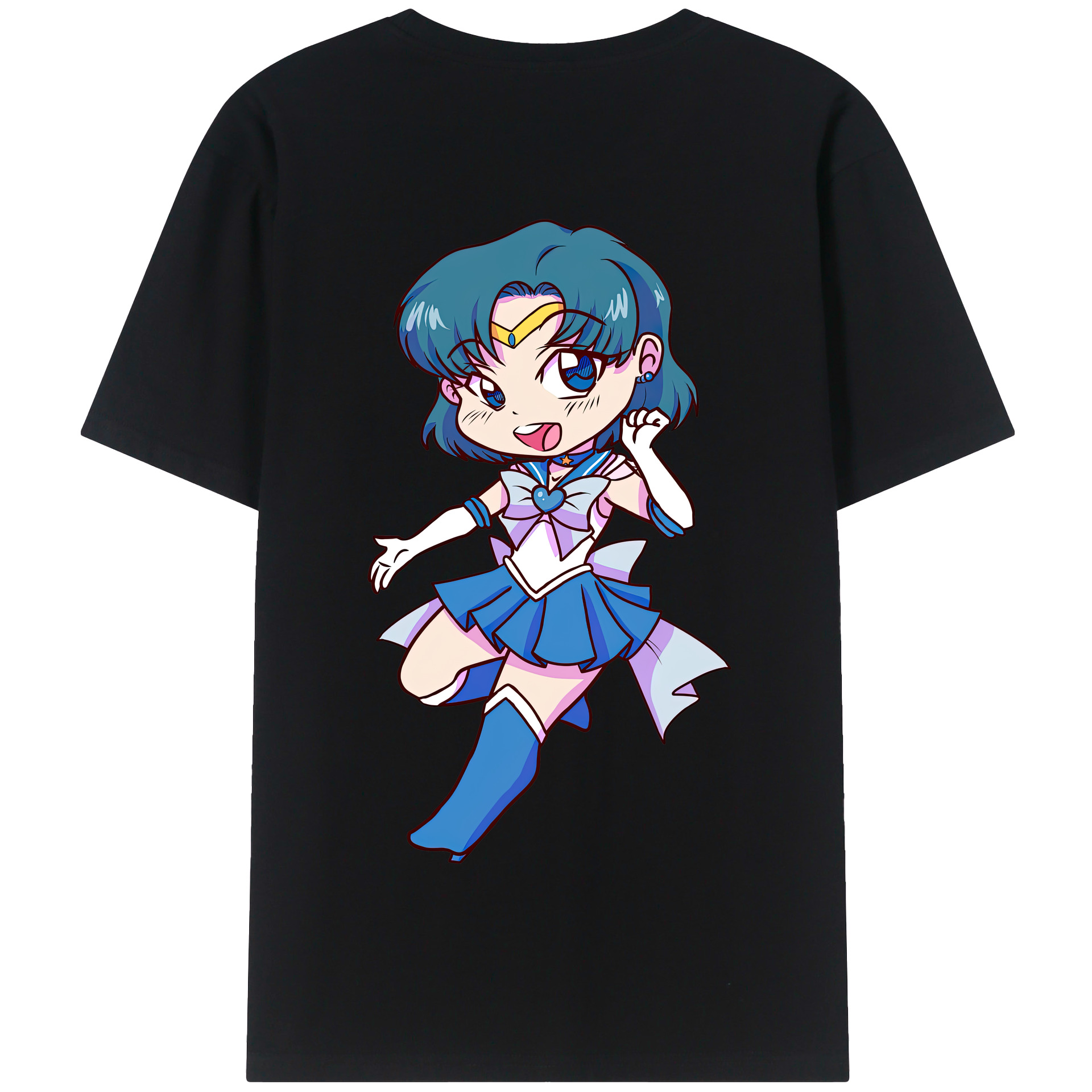 （画像用） 美少女戦士セーラームーン 水野 亜美 みずの あみ Sailor Moon Mizuno Ami 綿100％半袖Tシャツ（背面プリント）