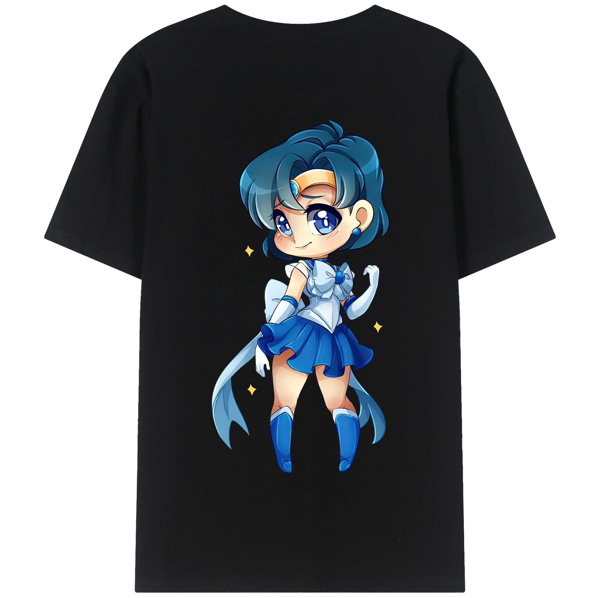（画像用） 美少女戦士セーラームーン 水野 亜美 みずの あみ Sailor Moon Mizuno Ami 綿100％半袖Tシャツ（背面プリント）