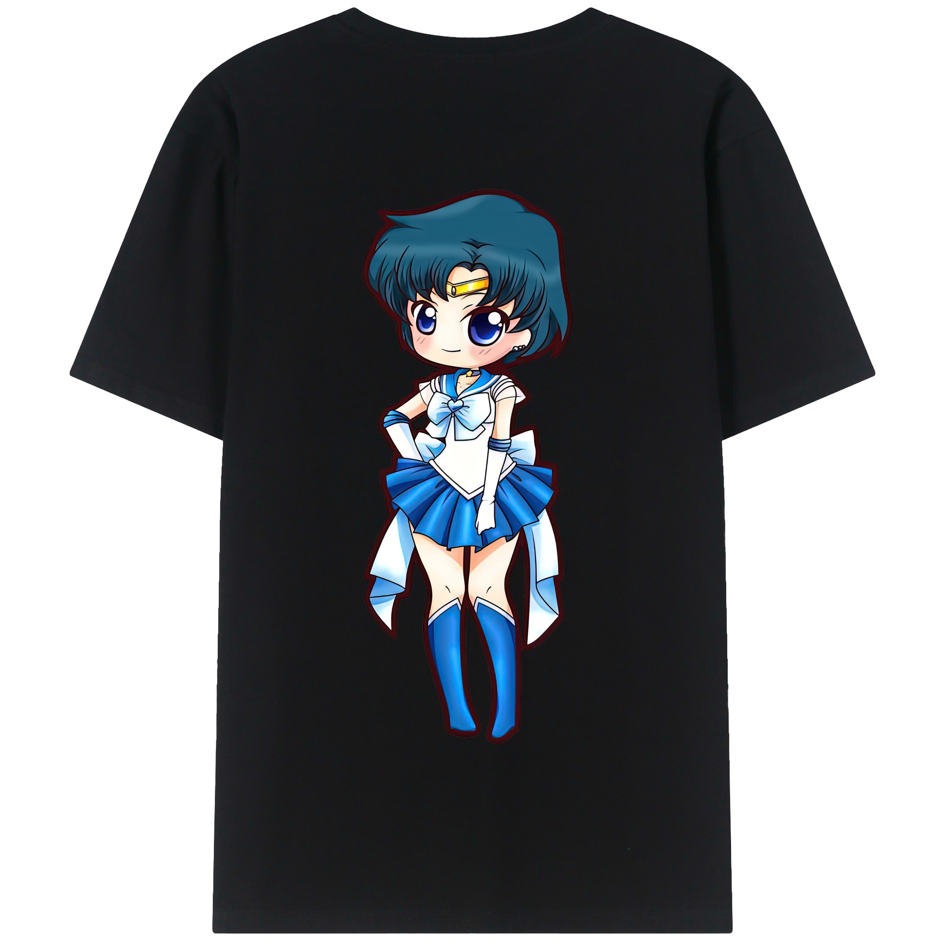 （画像用） 美少女戦士セーラームーン 水野 亜美 みずの あみ Sailor Moon Mizuno Ami 綿100％半袖Tシャツ（背面プリント）