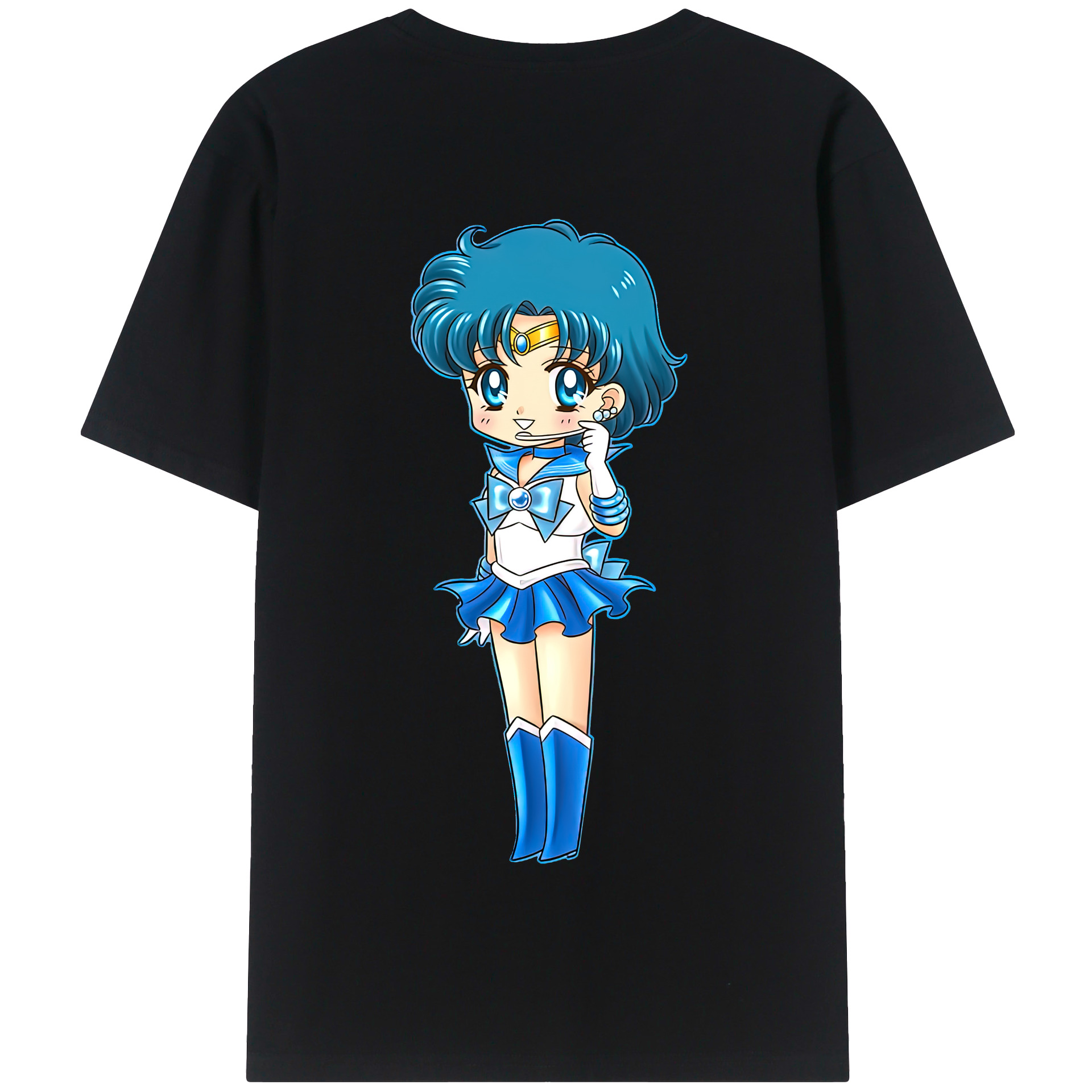 （画像用） 美少女戦士セーラームーン 水野 亜美 みずの あみ Sailor Moon Mizuno Ami 綿100％半袖Tシャツ（背面プリント）