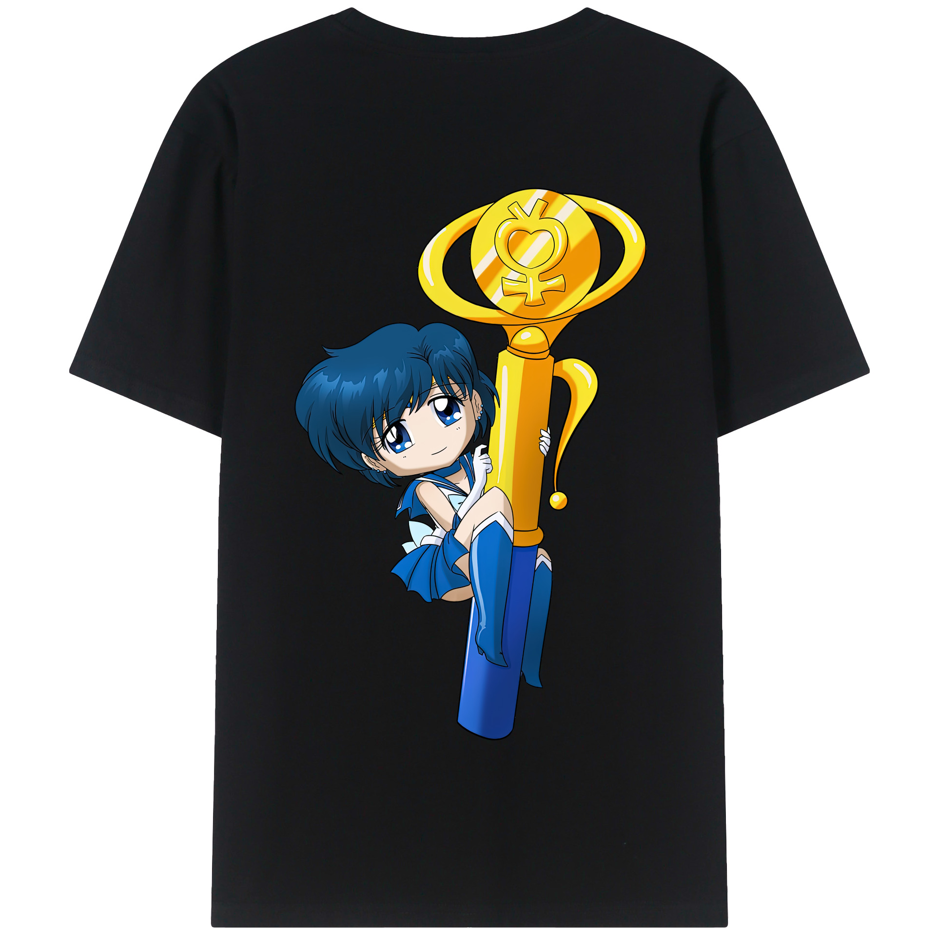 （画像用） 美少女戦士セーラームーン 水野 亜美 みずの あみ Sailor Moon Mizuno Ami 綿100％半袖Tシャツ（背面プリント）