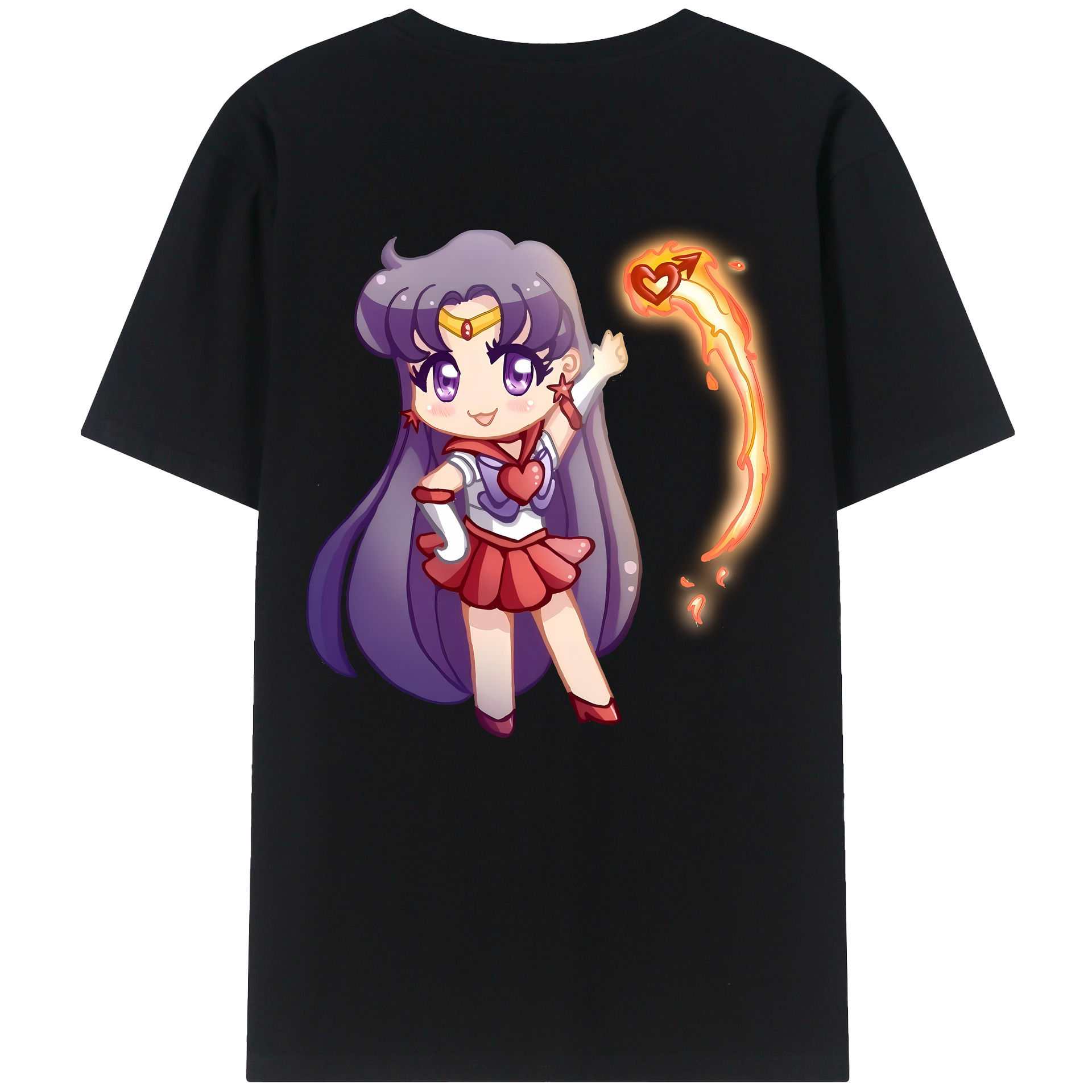 （画像用） 美少女戦士セーラームーン 火野レイ ひの レイ Sailor Moon Hino Rei （セーラーマーズ,Sailor Mars） 綿100％半袖Tシャツ（背面プリント）