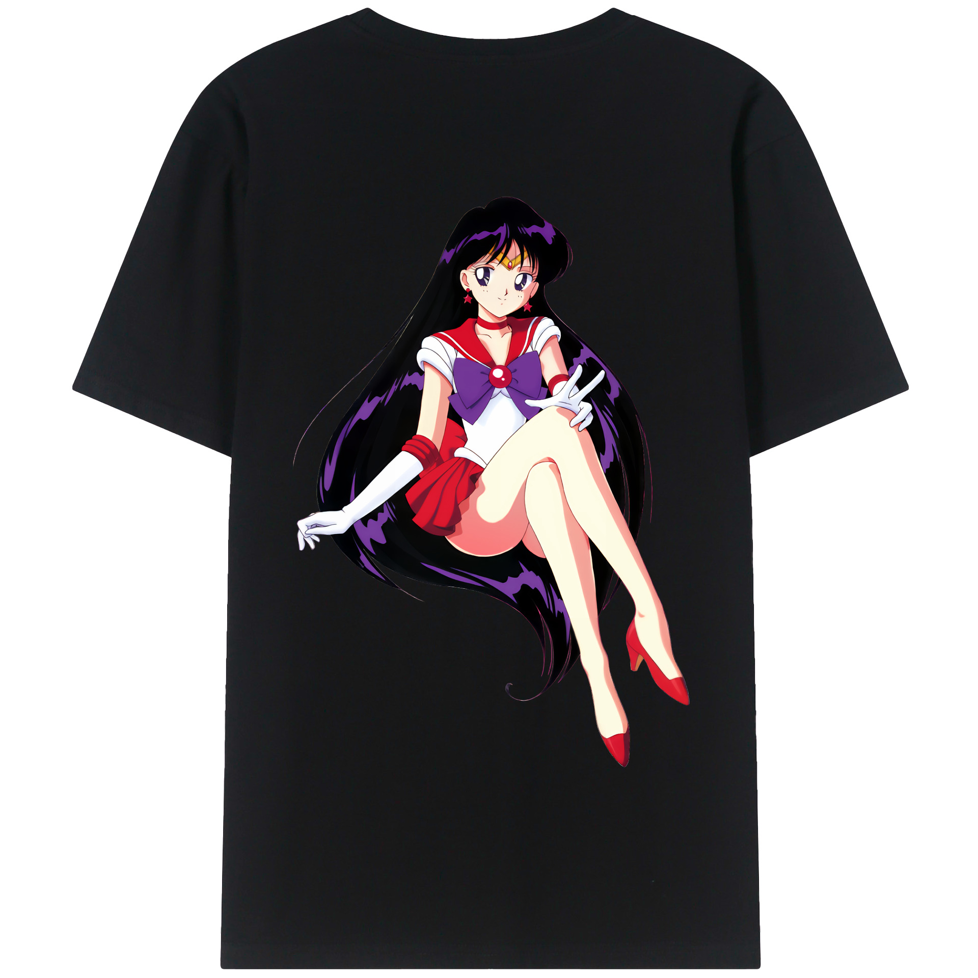 （画像用） 美少女戦士セーラームーン 火野レイ ひの レイ Sailor Moon Hino Rei （セーラーマーズ,Sailor Mars） 綿100％半袖Tシャツ（背面プリント）