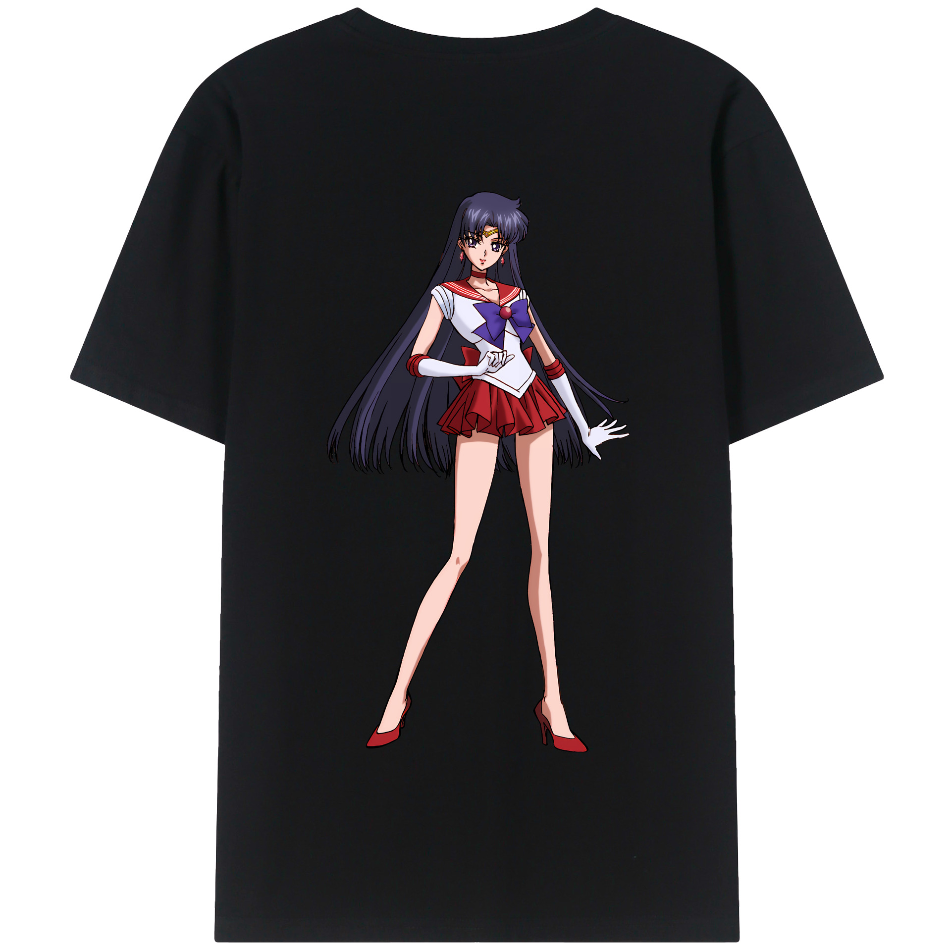 （画像用） 美少女戦士セーラームーン 火野レイ ひの レイ Sailor Moon Hino Rei （セーラーマーズ,Sailor Mars） 綿100％半袖Tシャツ（背面プリント）