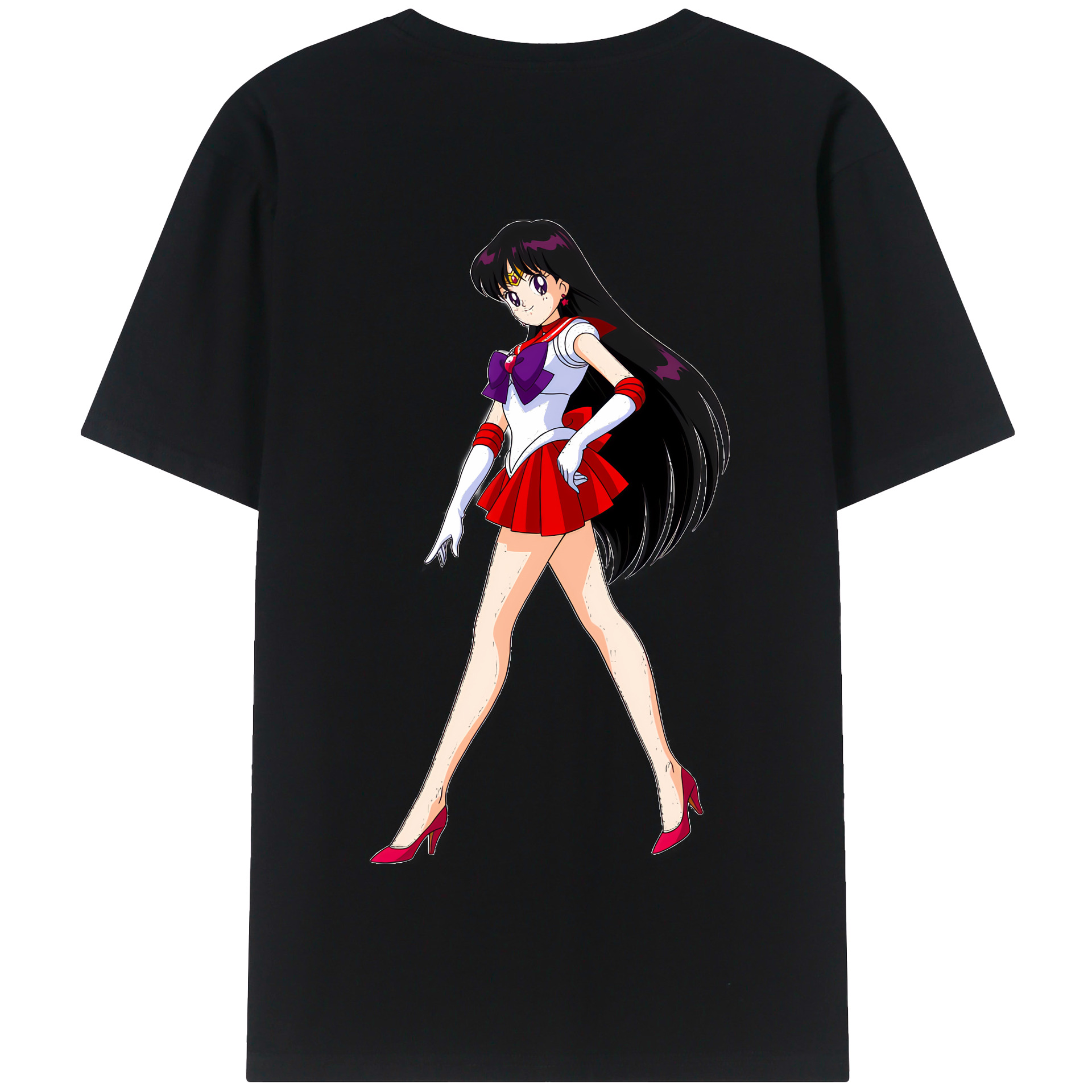 （画像用） 美少女戦士セーラームーン 火野レイ ひの レイ Sailor Moon Hino Rei （セーラーマーズ,Sailor Mars） 綿100％半袖Tシャツ（背面プリント）