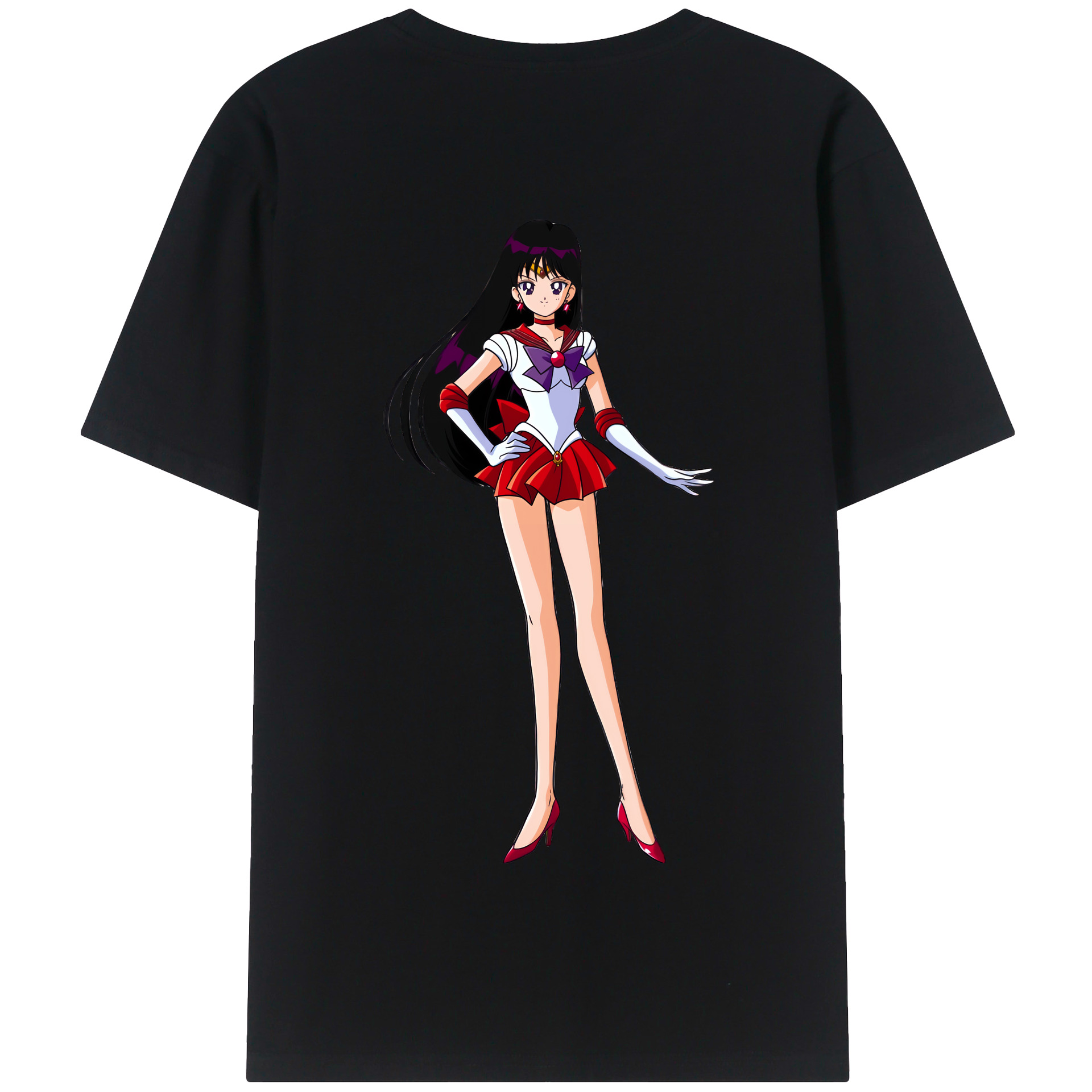 （画像用） 美少女戦士セーラームーン 火野レイ ひの レイ Sailor Moon Hino Rei （セーラーマーズ,Sailor Mars） 綿100％半袖Tシャツ（背面プリント）