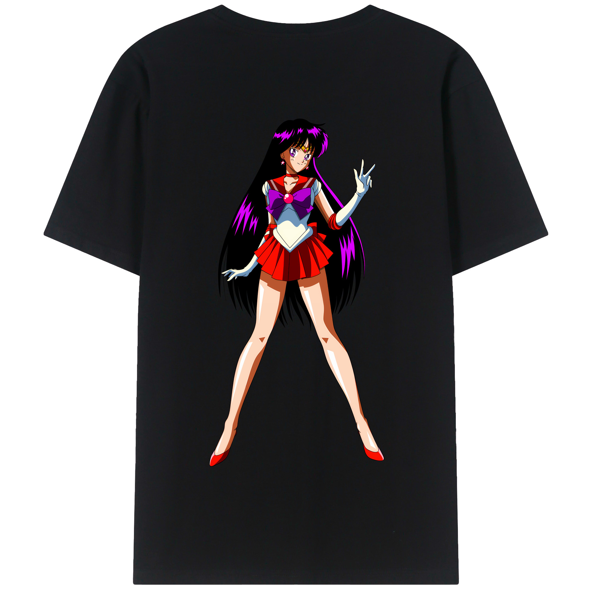 （画像用） 美少女戦士セーラームーン 火野レイ ひの レイ Sailor Moon Hino Rei （セーラーマーズ,Sailor Mars） 綿100％半袖Tシャツ（背面プリント）