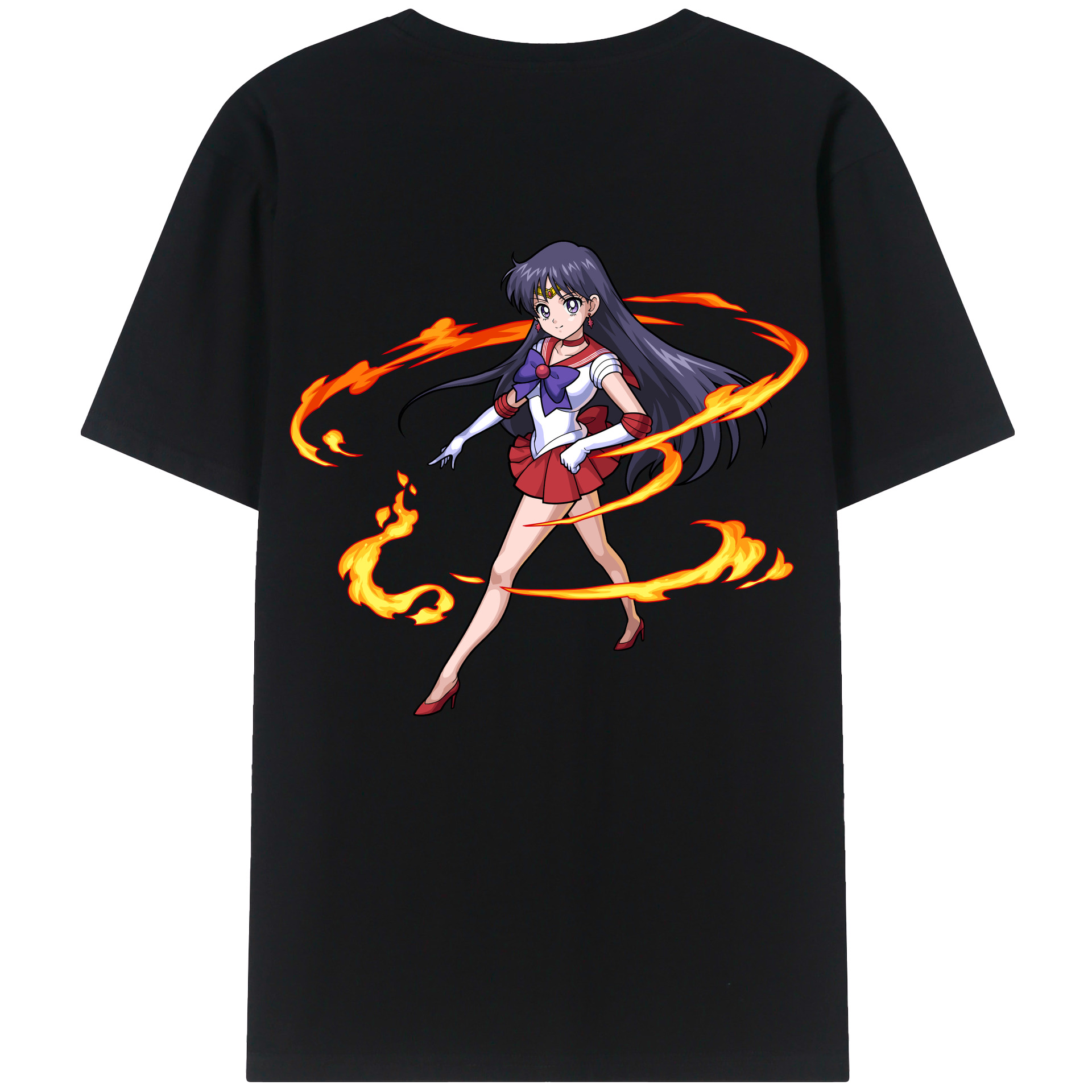 （画像用） 美少女戦士セーラームーン 火野レイ ひの レイ Sailor Moon Hino Rei （セーラーマーズ,Sailor Mars） 綿100％半袖Tシャツ（背面プリント）