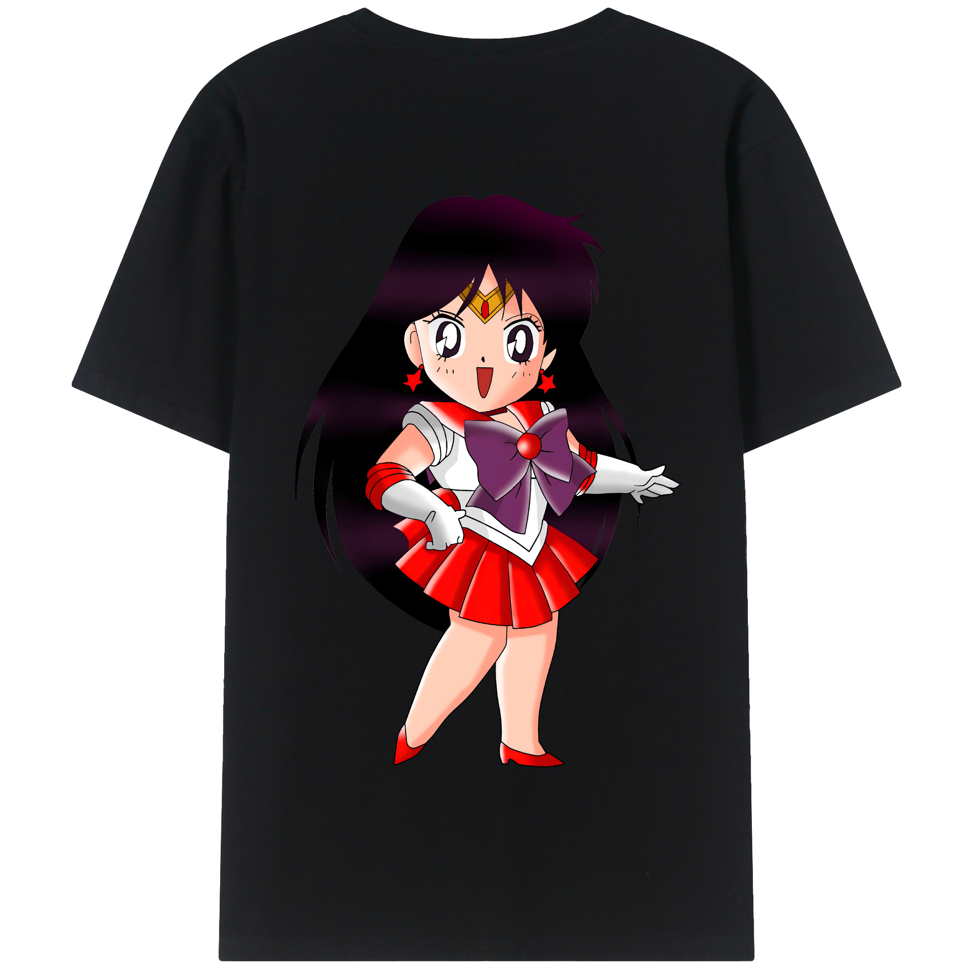（画像用） 美少女戦士セーラームーン 火野レイ ひの レイ Sailor Moon Hino Rei （セーラーマーズ,Sailor Mars） 綿100％半袖Tシャツ（背面プリント）