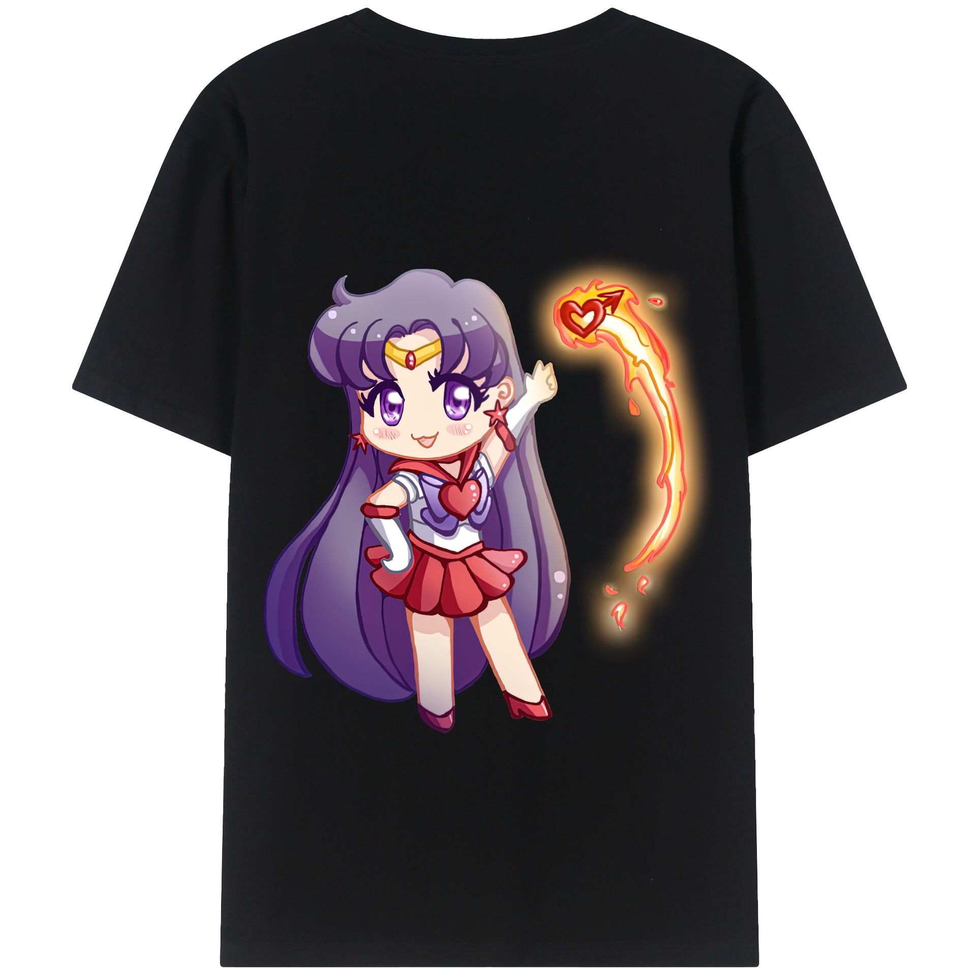 （画像用） 美少女戦士セーラームーン 火野レイ ひの レイ Sailor Moon Hino Rei （セーラーマーズ,Sailor Mars） 綿100％半袖Tシャツ（背面プリント）