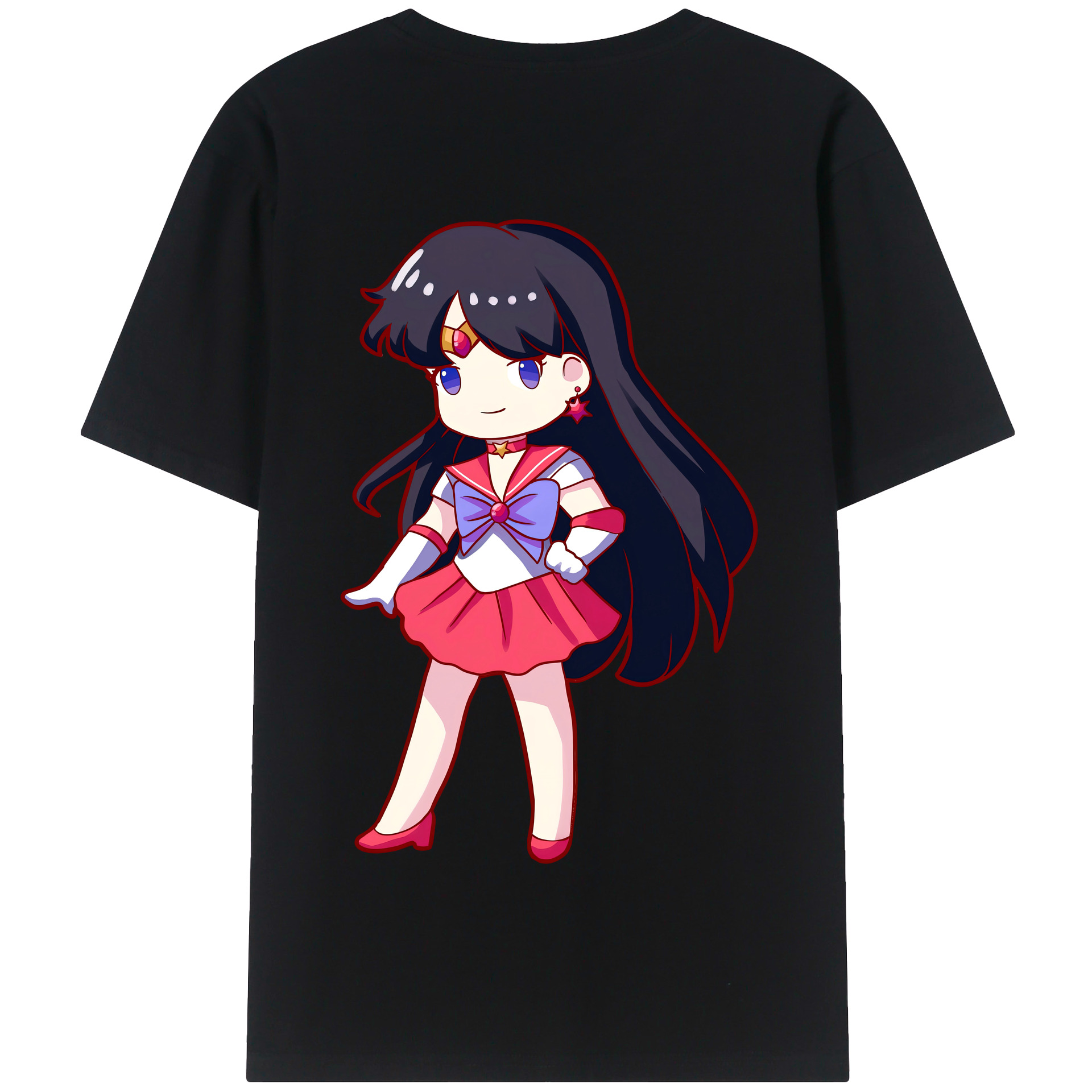 （画像用） 美少女戦士セーラームーン 火野レイ ひの レイ Sailor Moon Hino Rei （セーラーマーズ,Sailor Mars） 綿100％半袖Tシャツ（背面プリント）