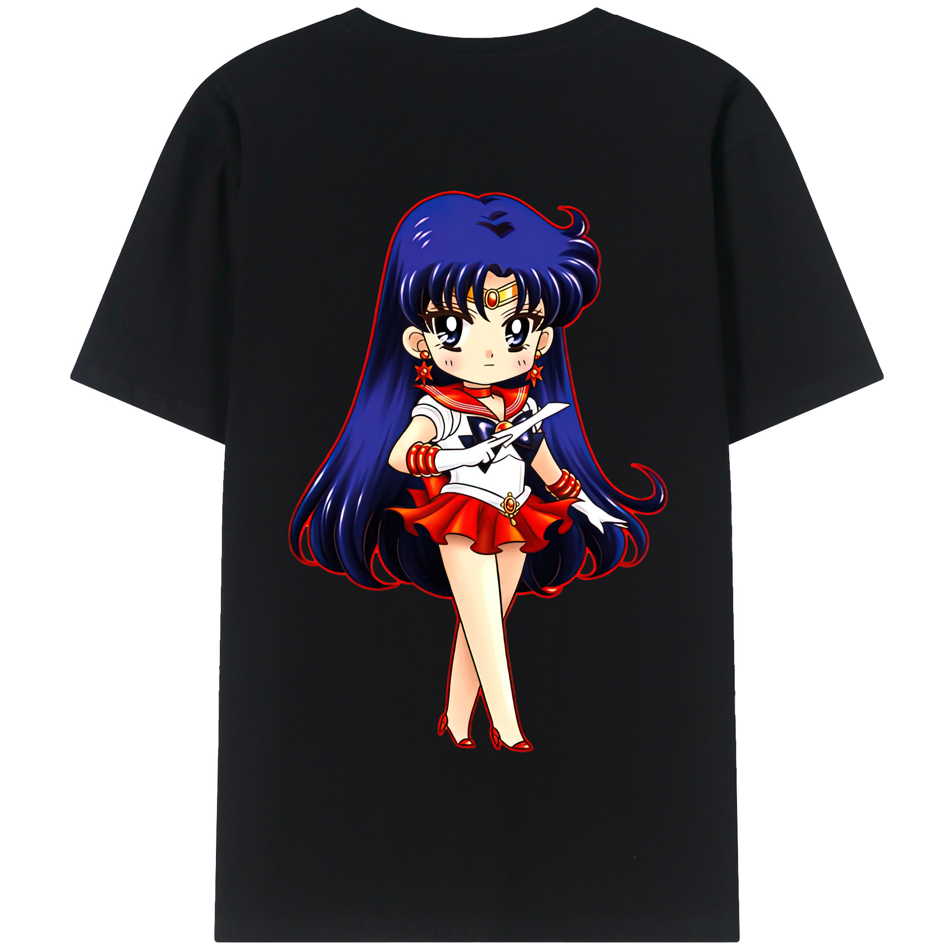 （画像用） 美少女戦士セーラームーン 火野レイ ひの レイ Sailor Moon Hino Rei （セーラーマーズ,Sailor Mars） 綿100％半袖Tシャツ（背面プリント）
