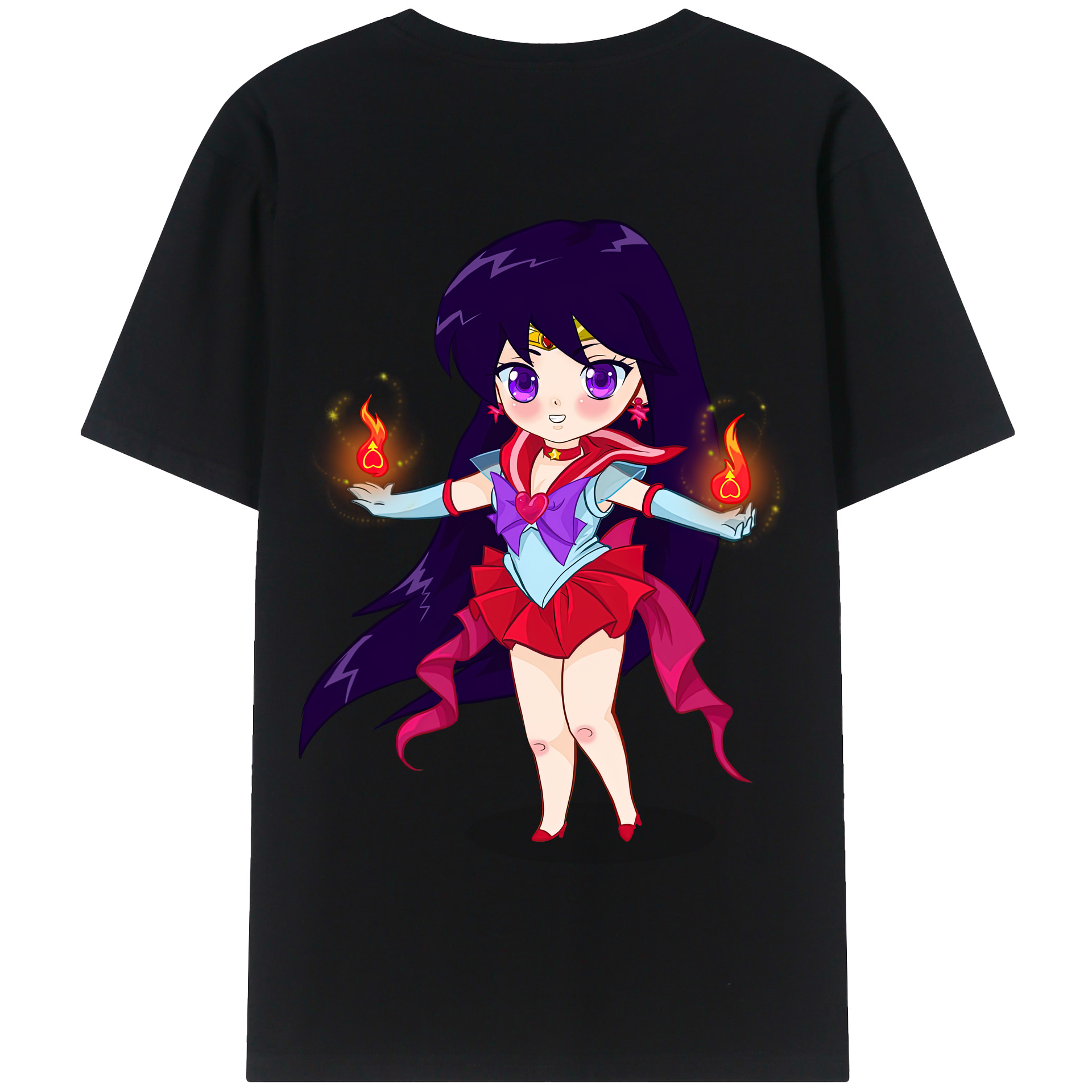 （画像用） 美少女戦士セーラームーン 火野レイ ひの レイ Sailor Moon Hino Rei （セーラーマーズ,Sailor Mars） 綿100％半袖Tシャツ（背面プリント）
