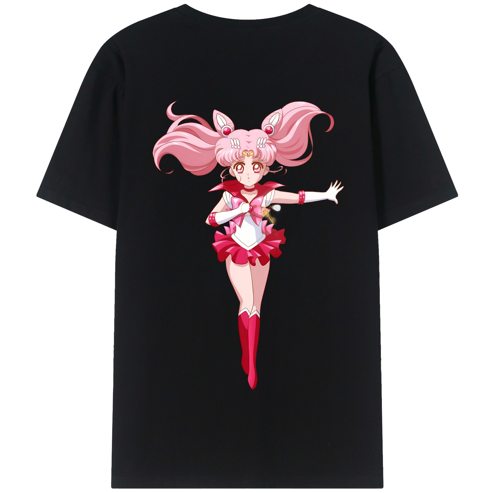 （画像用） 美少女戦士セーラームーン ちびうさ Sailor Moon Chibiusa Tsukino Usagi Small Lady Serenity 綿100％半袖Tシャツ（背面プリント）