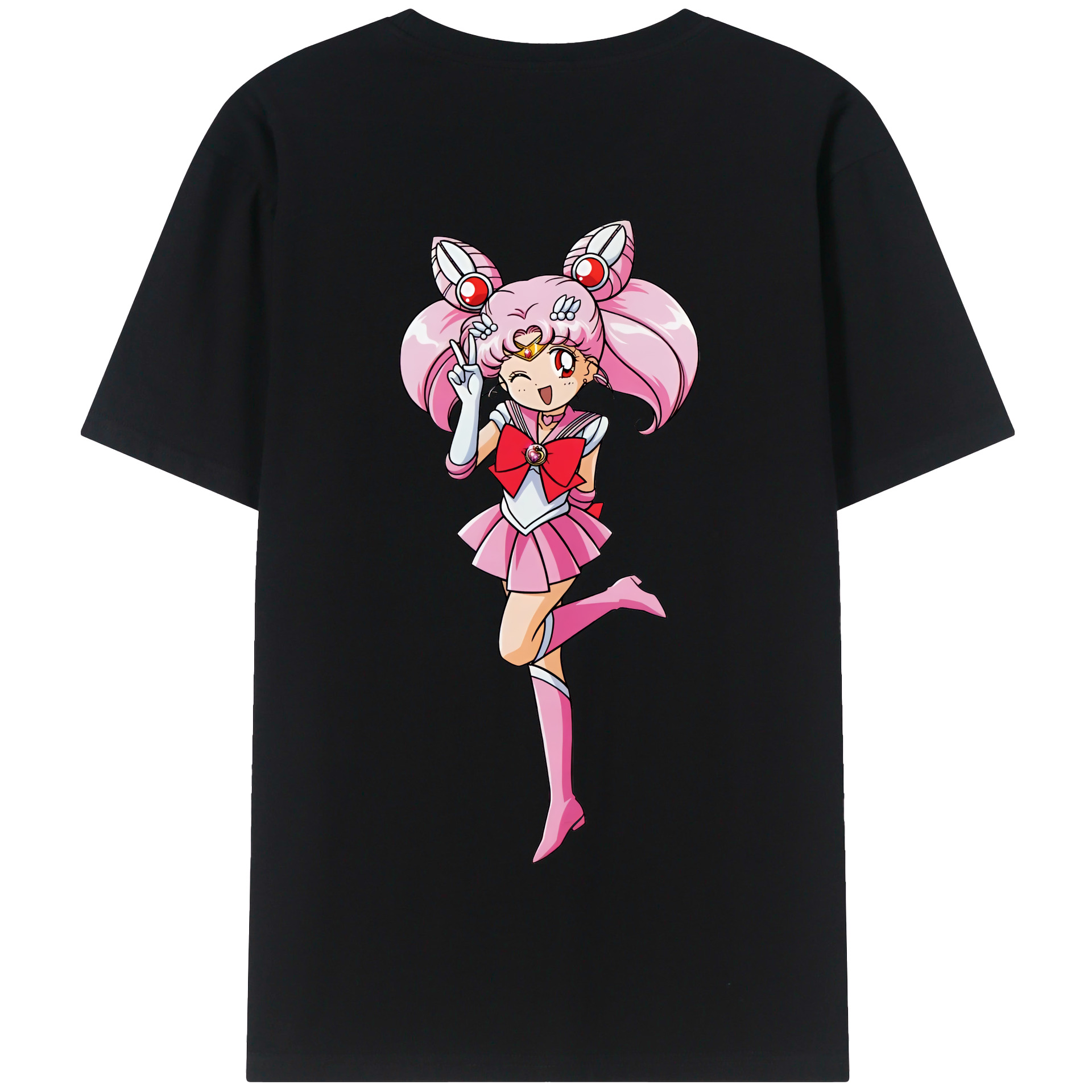 （画像用） 美少女戦士セーラームーン ちびうさ Sailor Moon Chibiusa Tsukino Usagi Small Lady Serenity 綿100％半袖Tシャツ（背面プリント）