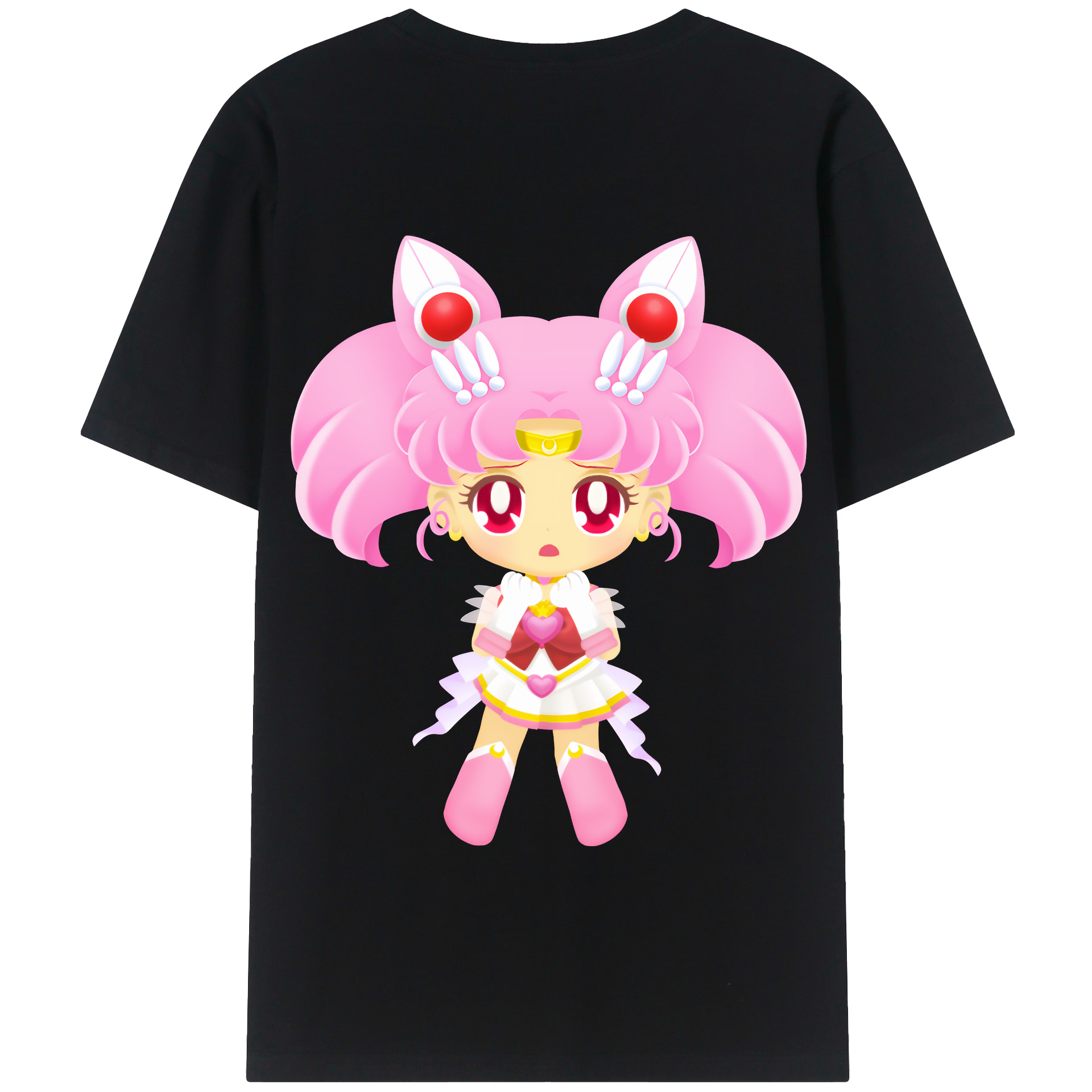 （画像用） 美少女戦士セーラームーン ちびうさ Sailor Moon Chibiusa Tsukino Usagi Small Lady Serenity 綿100％半袖Tシャツ（背面プリント）