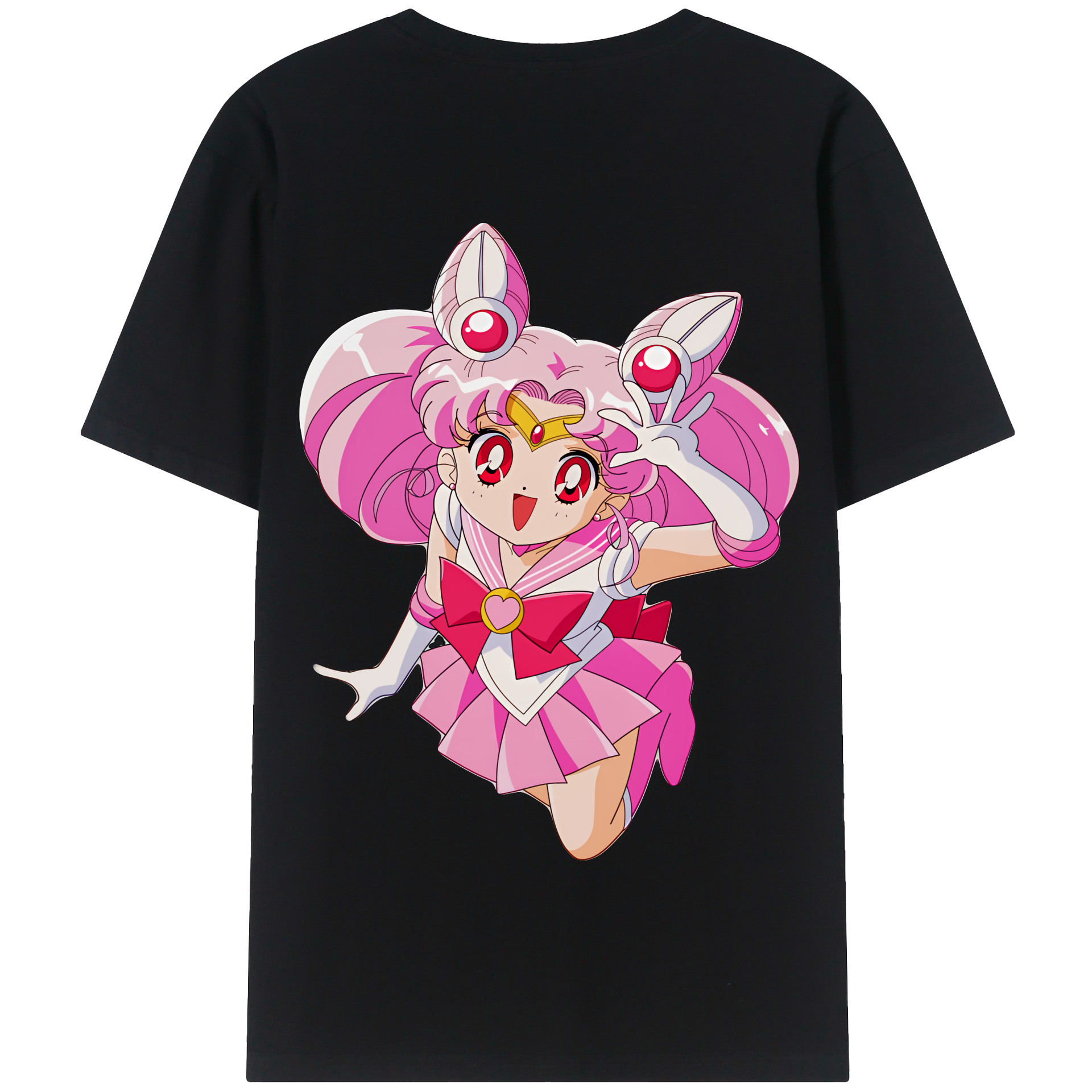 （画像用） 美少女戦士セーラームーン ちびうさ Sailor Moon Chibiusa Tsukino Usagi Small Lady Serenity 綿100％半袖Tシャツ（背面プリント）