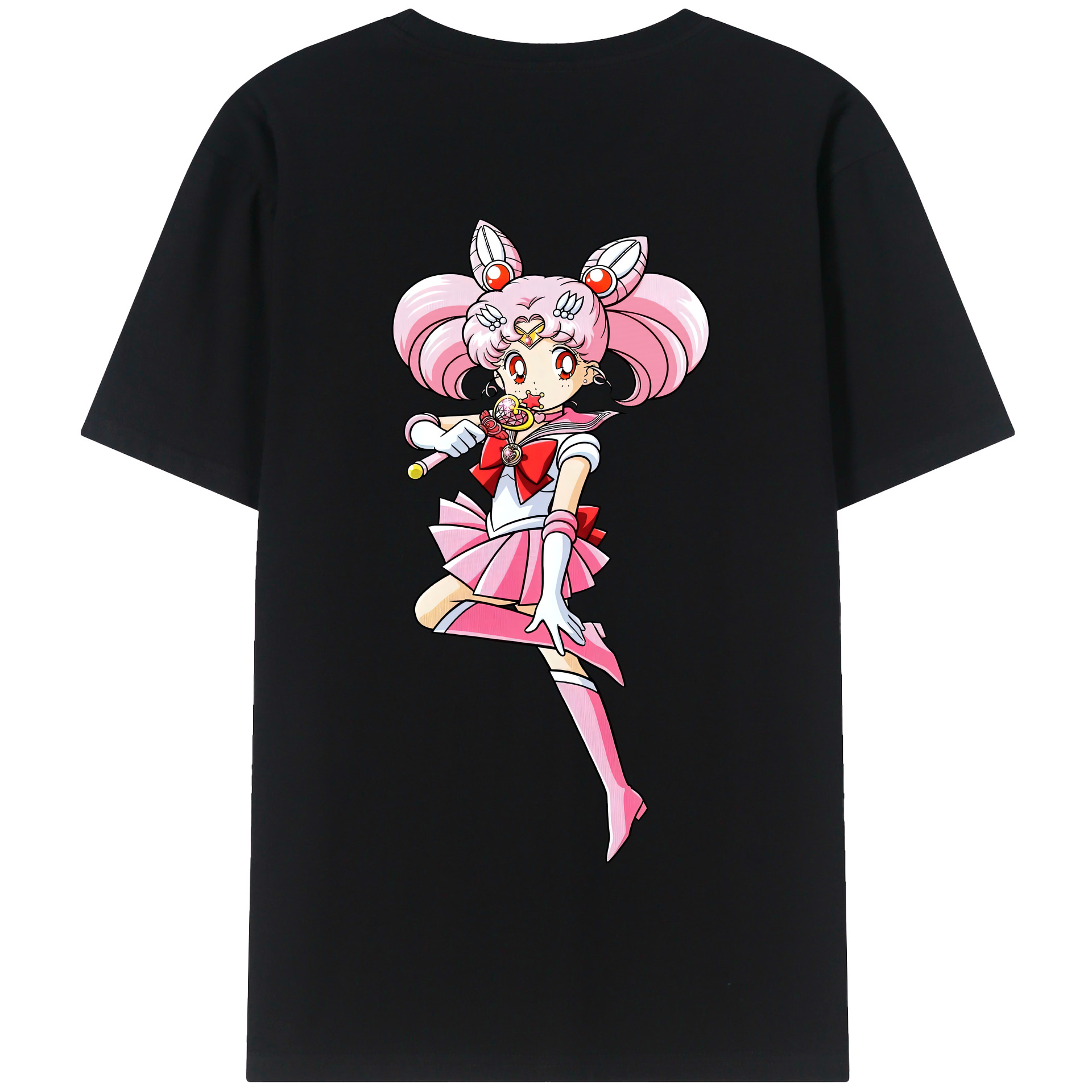 （画像用） 美少女戦士セーラームーン ちびうさ Sailor Moon Chibiusa Tsukino Usagi Small Lady Serenity 綿100％半袖Tシャツ（背面プリント）