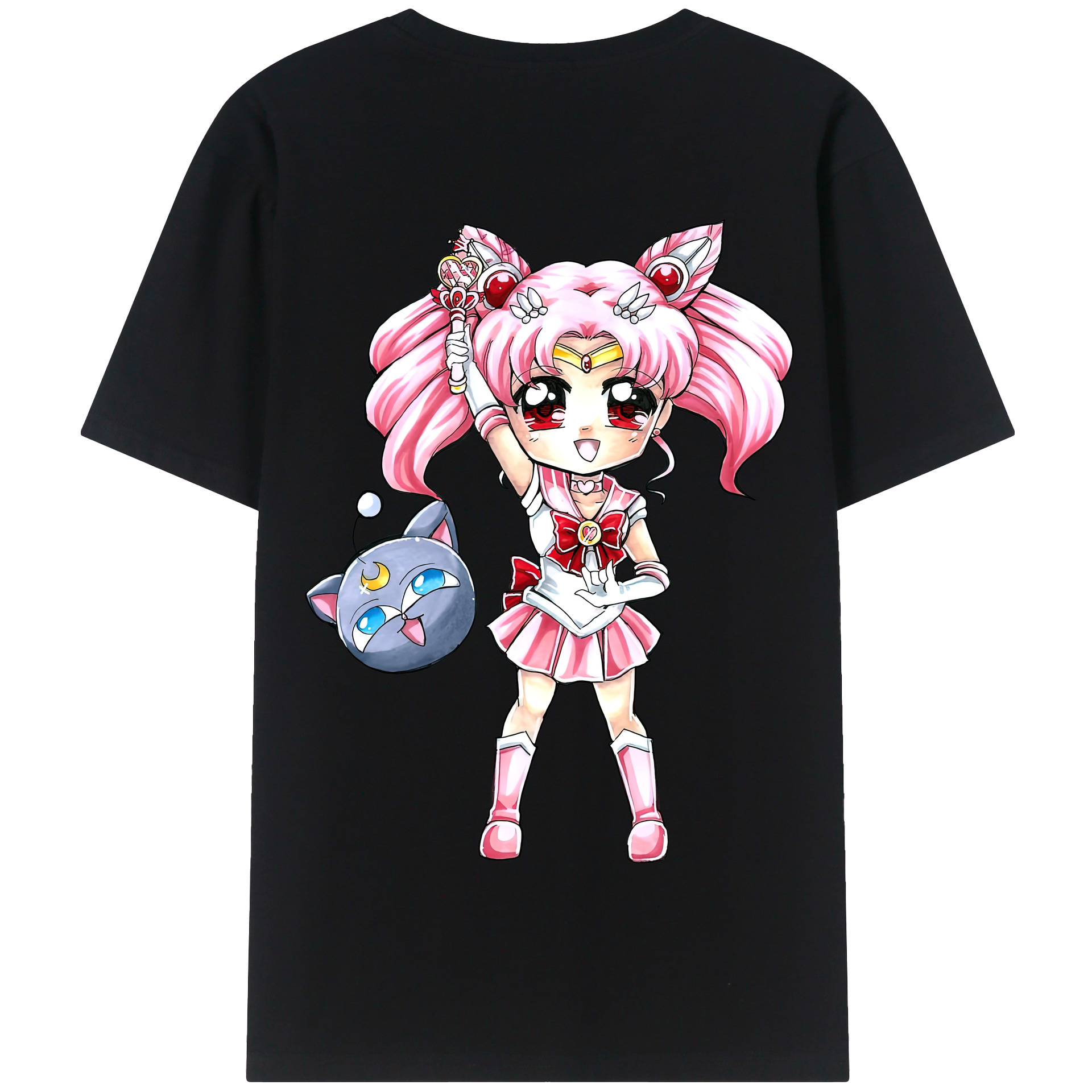 （画像用） 美少女戦士セーラームーン ちびうさ Sailor Moon Chibiusa Tsukino Usagi Small Lady Serenity 綿100％半袖Tシャツ（背面プリント）