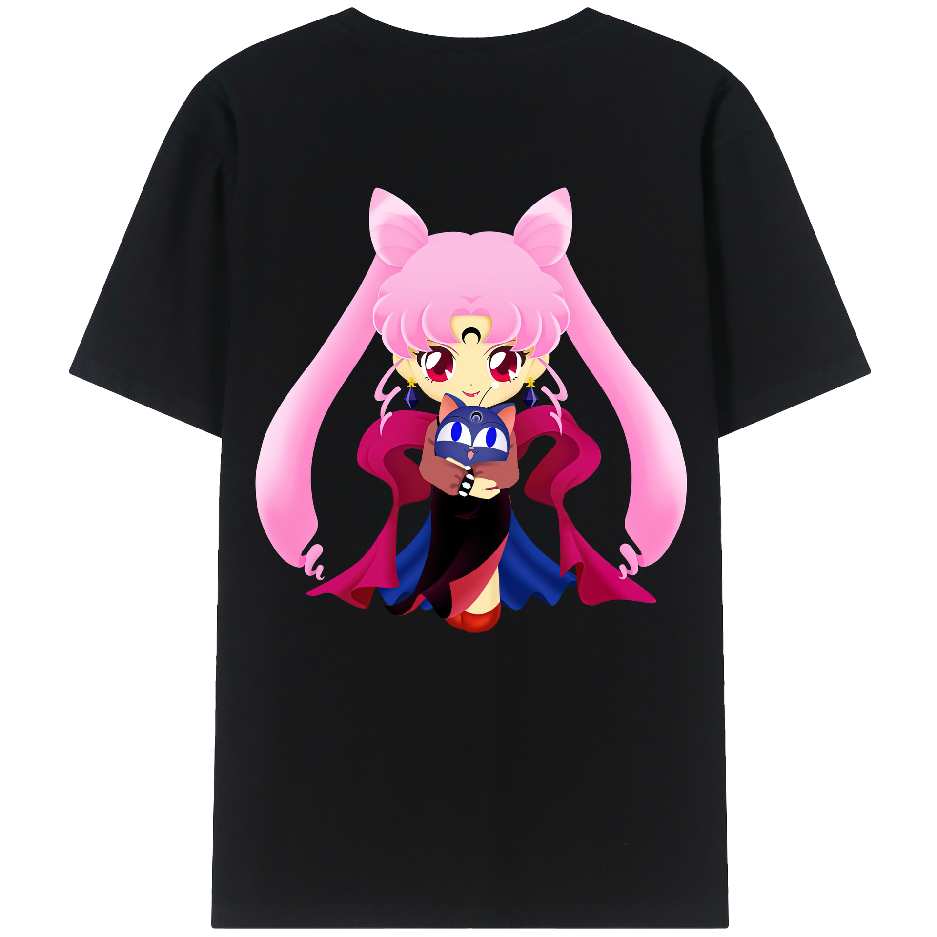 （画像用） 美少女戦士セーラームーン ちびうさ Sailor Moon Chibiusa Tsukino Usagi Small Lady Serenity 綿100％半袖Tシャツ（背面プリント）