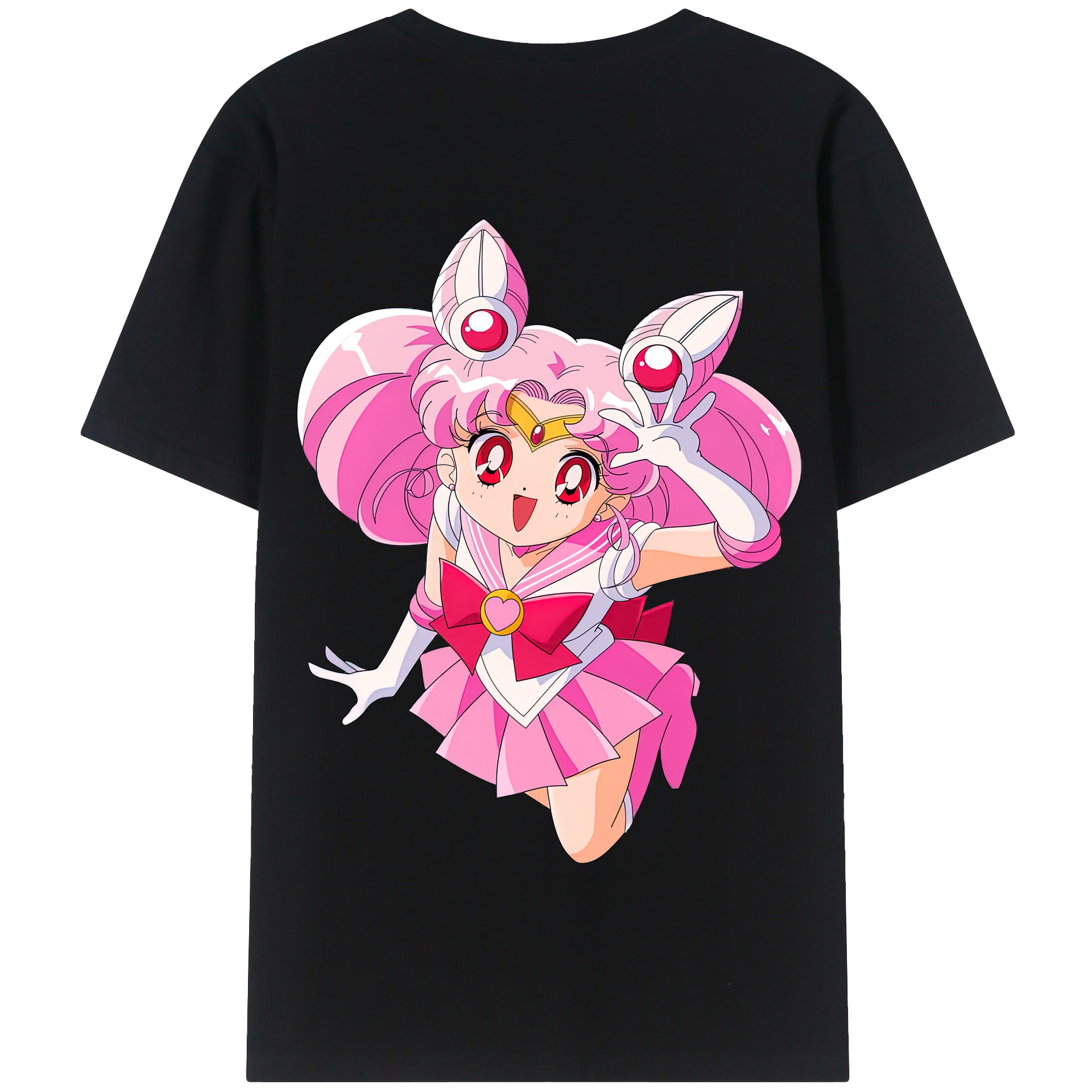 （画像用） 美少女戦士セーラームーン ちびうさ Sailor Moon Chibiusa Tsukino Usagi Small Lady Serenity 綿100％半袖Tシャツ（背面プリント）