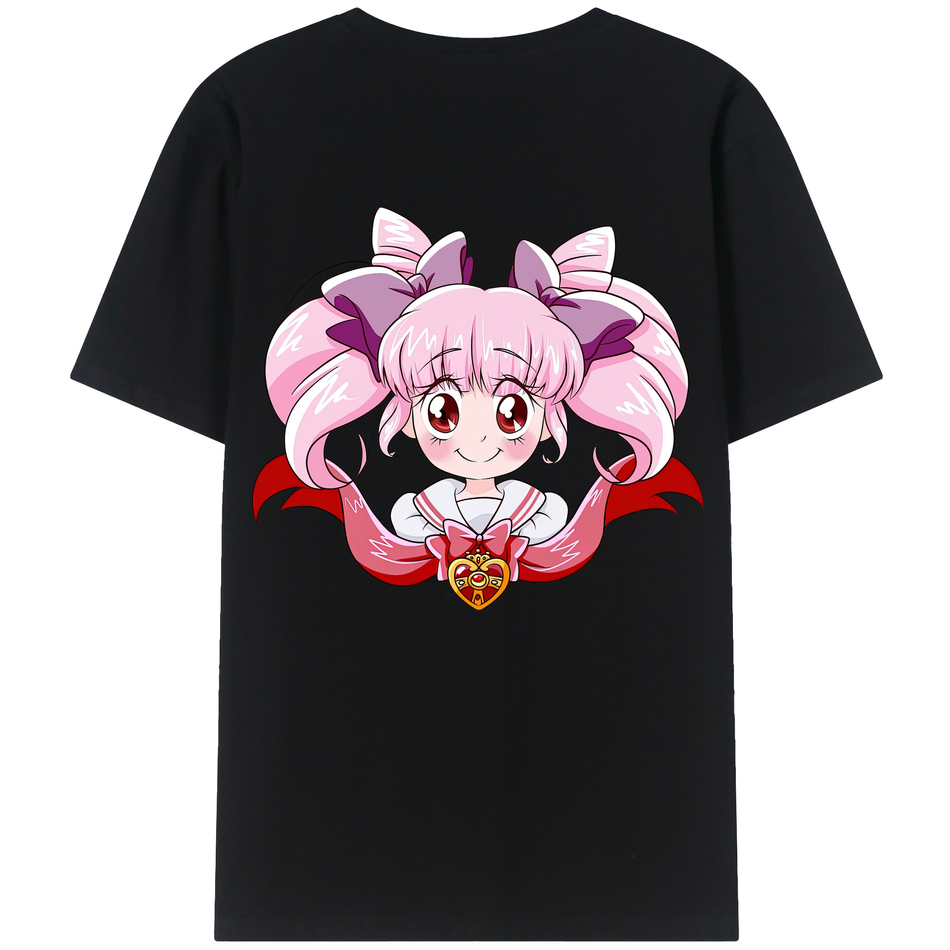 （画像用） 美少女戦士セーラームーン ちびうさ Sailor Moon Chibiusa Tsukino Usagi Small Lady Serenity 綿100％半袖Tシャツ（背面プリント）