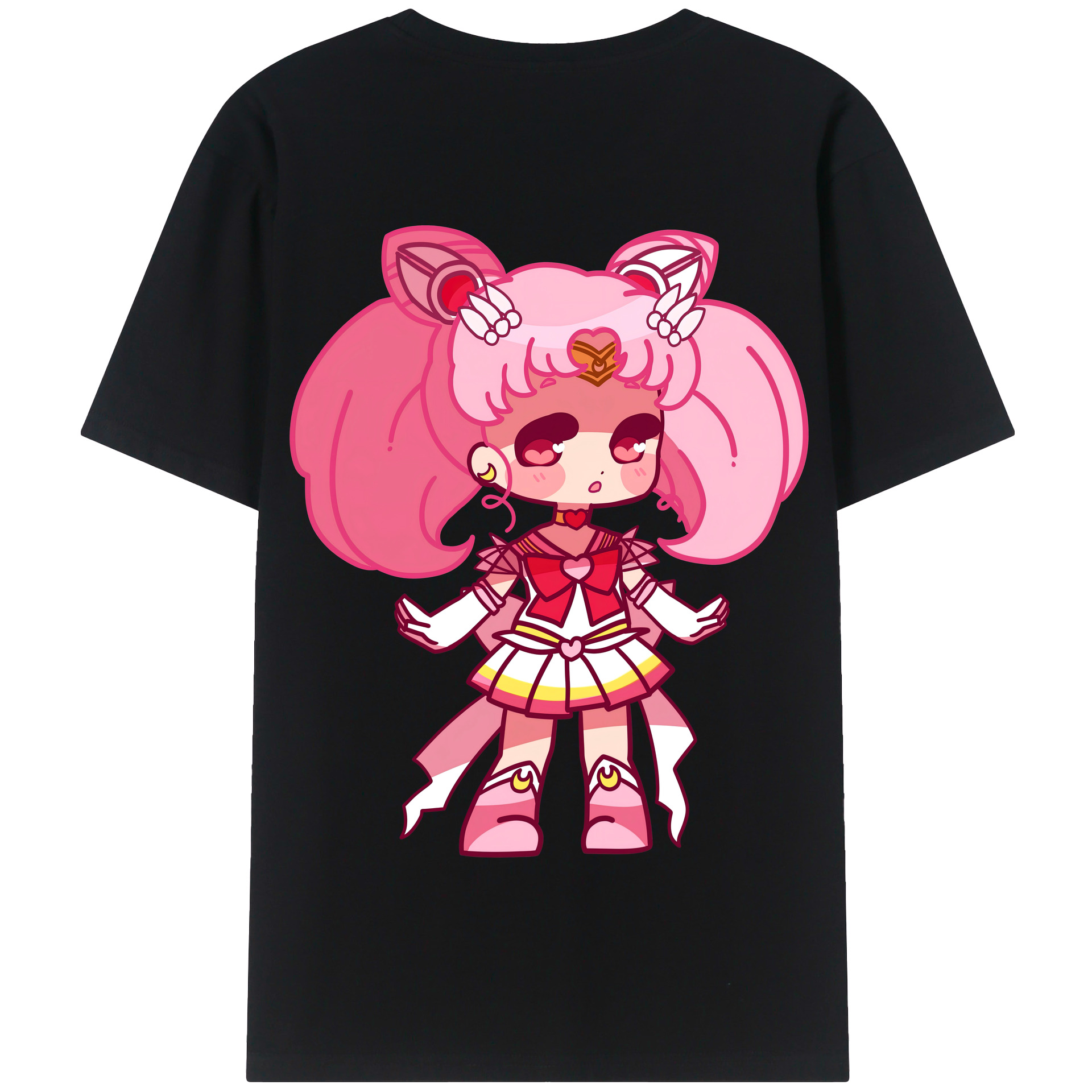 （画像用） 美少女戦士セーラームーン ちびうさ Sailor Moon Chibiusa Tsukino Usagi Small Lady Serenity 綿100％半袖Tシャツ（背面プリント）