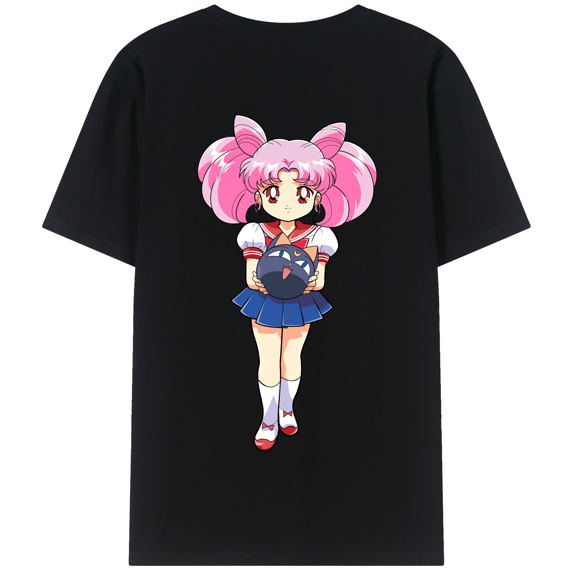 （画像用） 美少女戦士セーラームーン ちびうさ Sailor Moon Chibiusa Tsukino Usagi Small Lady Serenity 綿100％半袖Tシャツ（背面プリント）