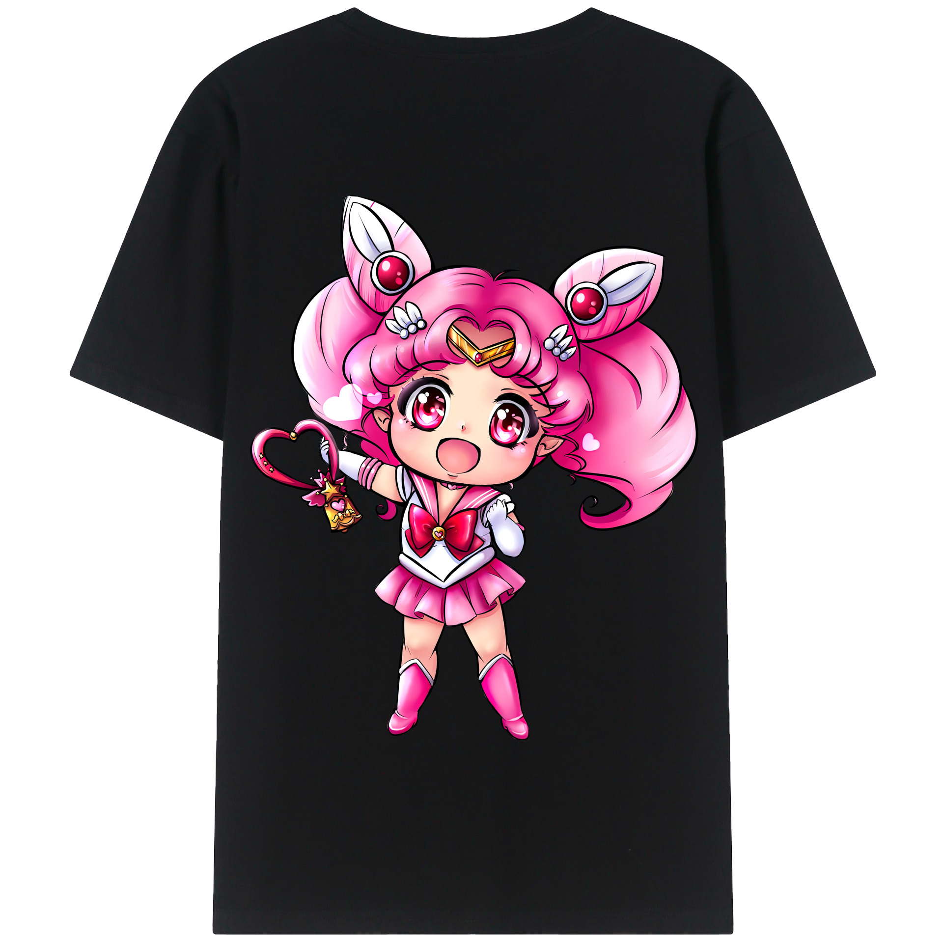 （画像用） 美少女戦士セーラームーン ちびうさ Sailor Moon Chibiusa Tsukino Usagi Small Lady Serenity 綿100％半袖Tシャツ（背面プリント）