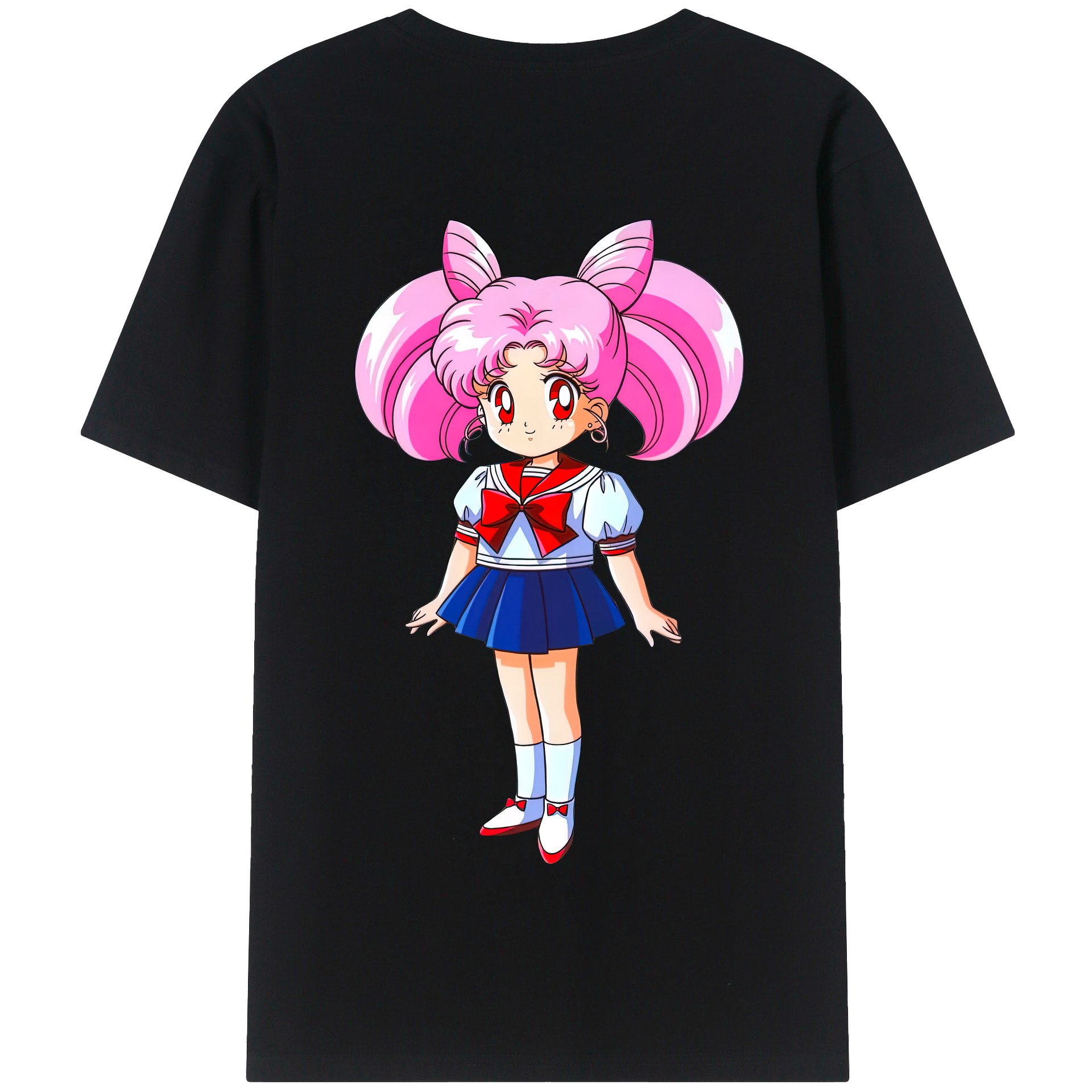 （画像用） 美少女戦士セーラームーン ちびうさ Sailor Moon Chibiusa Tsukino Usagi Small Lady Serenity 綿100％半袖Tシャツ（背面プリント）