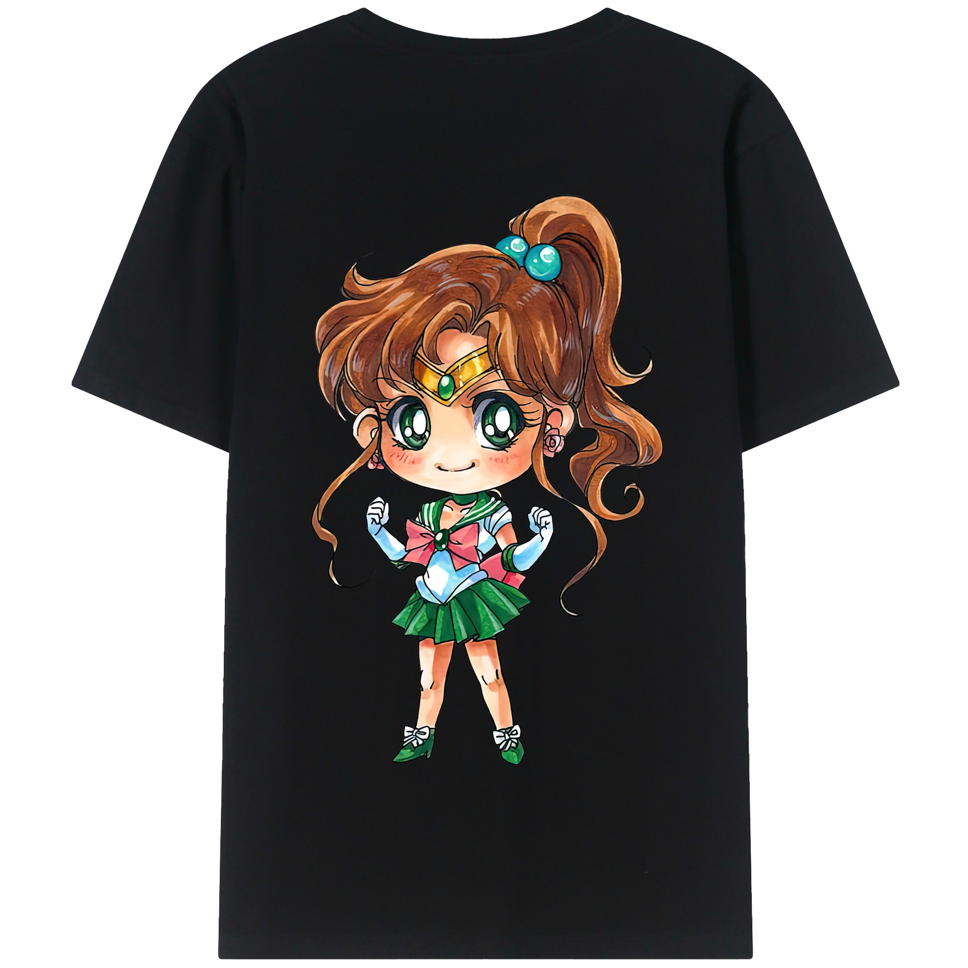 （画像用） 美少女戦士セーラームーン 木野 まこと きの まこと Sailor Moon Kino Makoto （セーラージュピター；Sailor Jupiter） 綿100％半袖Tシャツ（背面プリント）