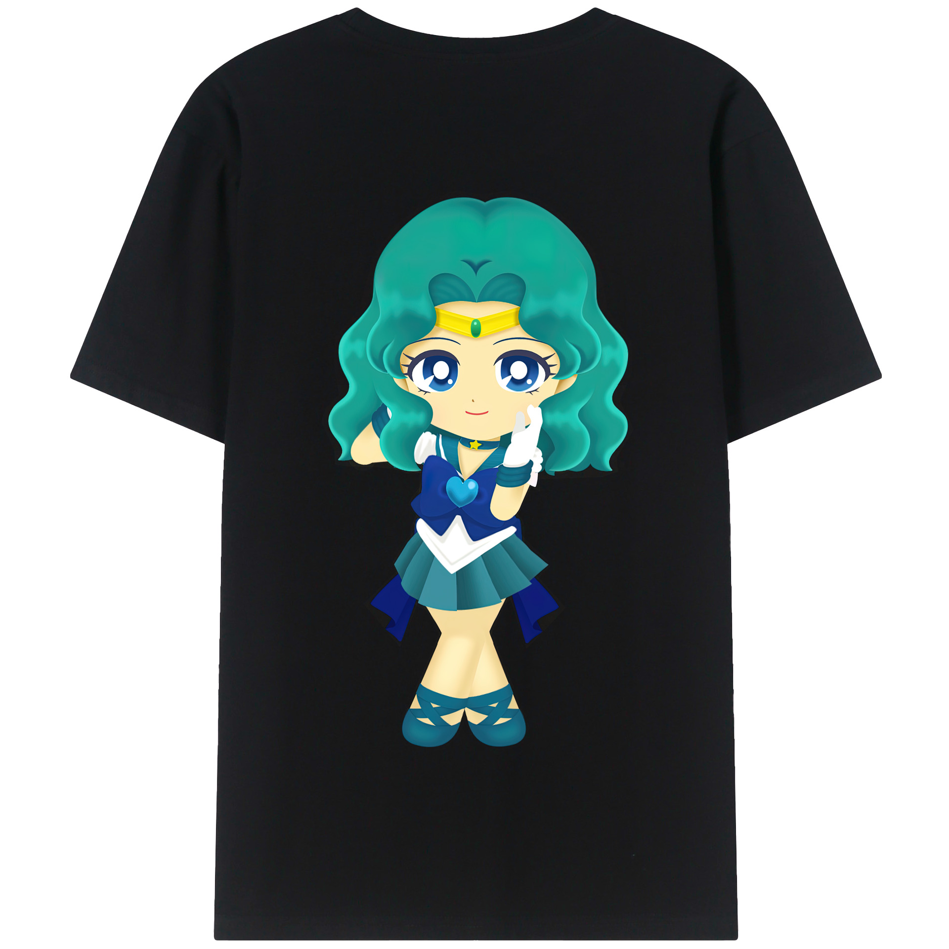 （画像用） 美少女戦士セーラームーン 海王 みちる（かいおう みちる） Sailor Moon Kaiou Michiru 綿100％半袖Tシャツ（背面プリント）