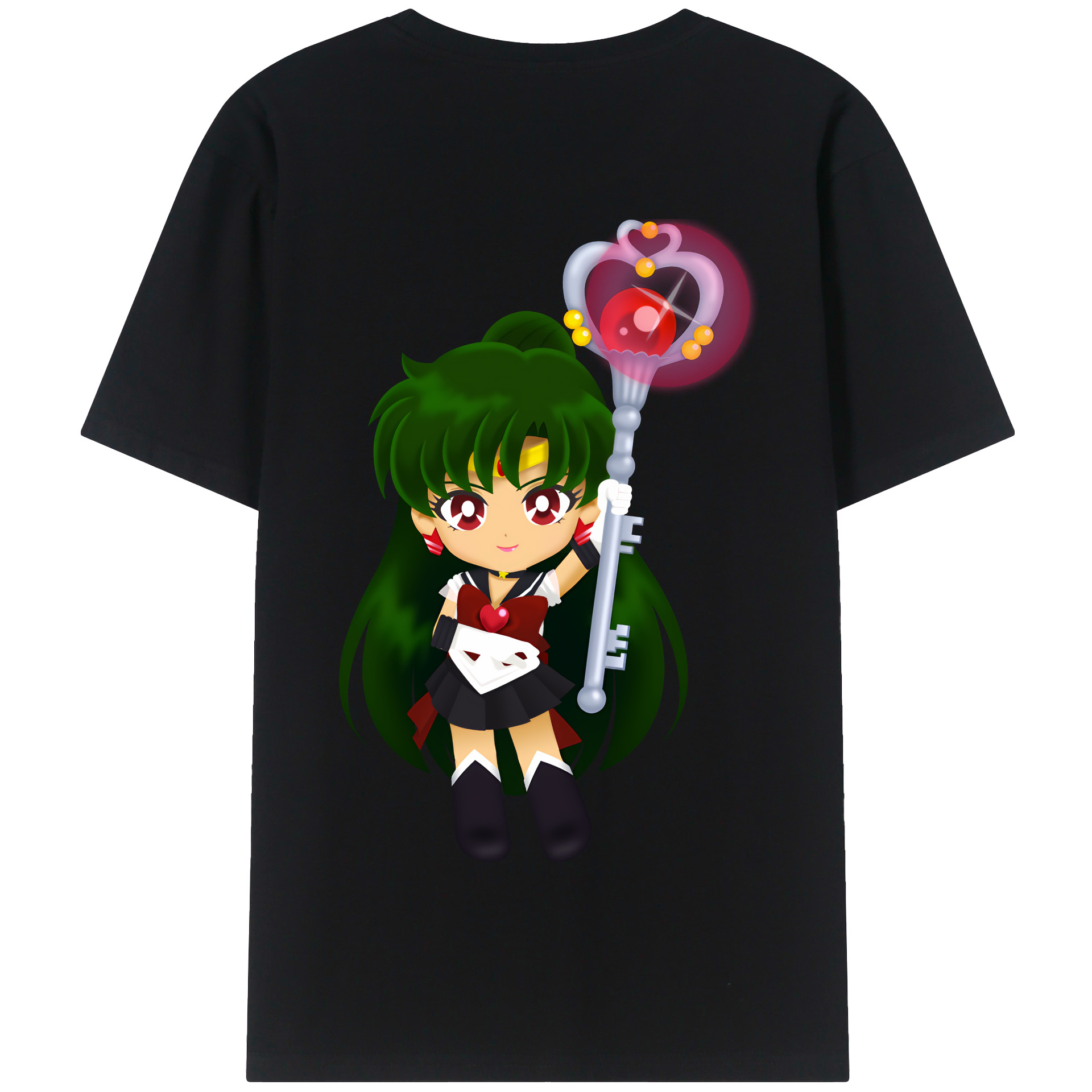 （画像用） 美少女戦士セーラームーン 冥王せつな Sailor Moon Meiou Setsuna 綿100％半袖Tシャツ（背面プリント）