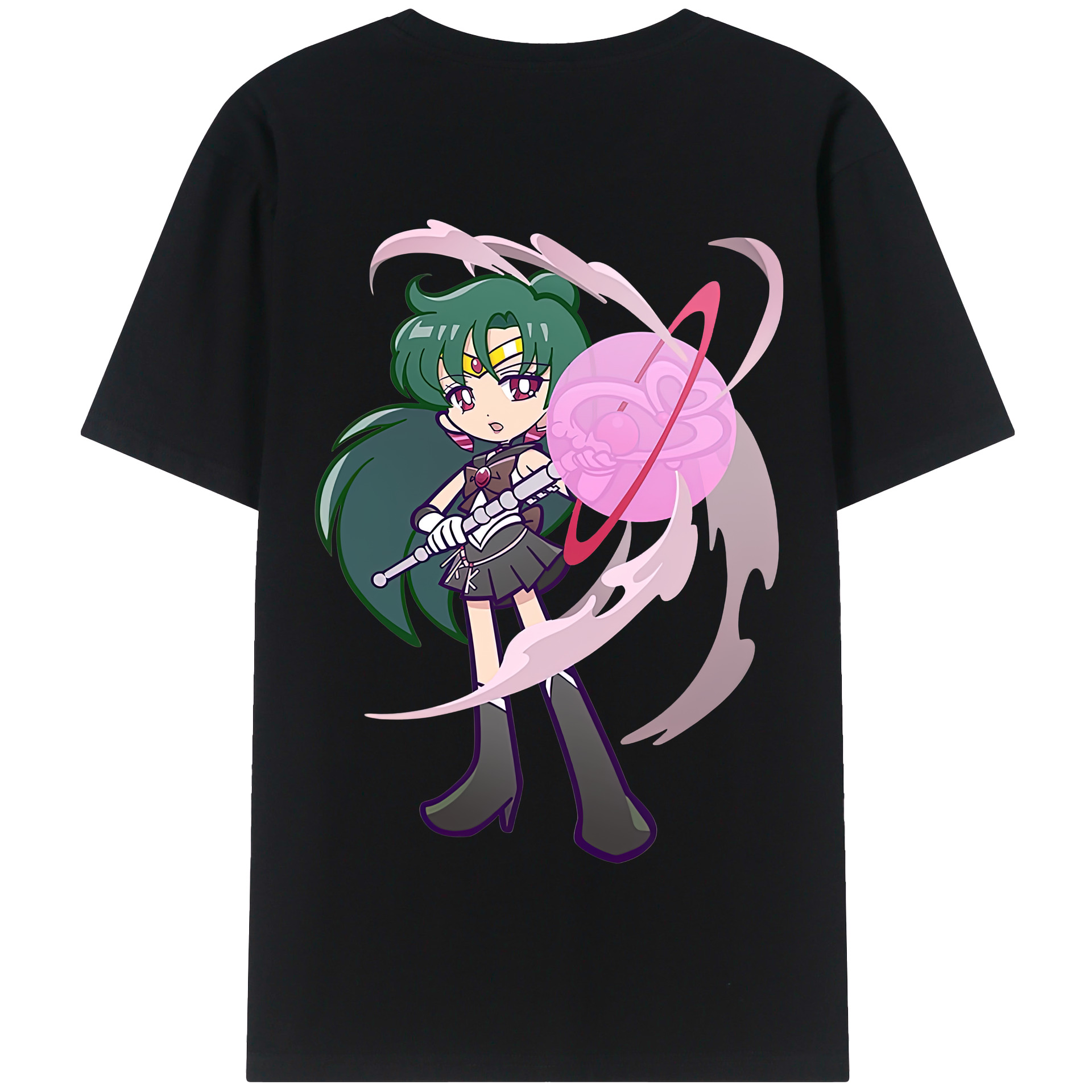 （画像用） 美少女戦士セーラームーン 冥王せつな Sailor Moon Meiou Setsuna 綿100％半袖Tシャツ（背面プリント）