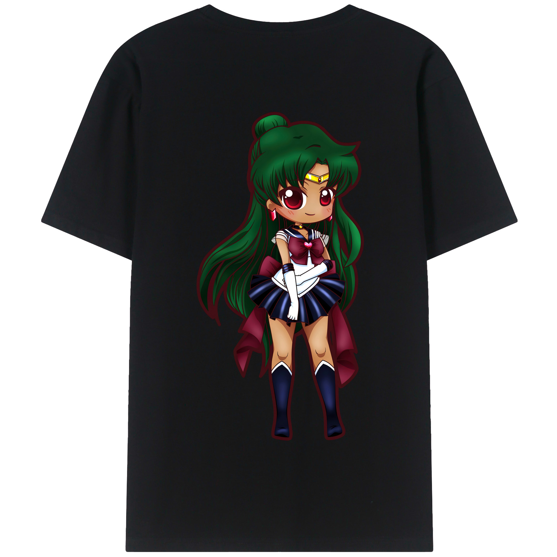（画像用） 美少女戦士セーラームーン 冥王せつな Sailor Moon Meiou Setsuna 綿100％半袖Tシャツ（背面プリント）