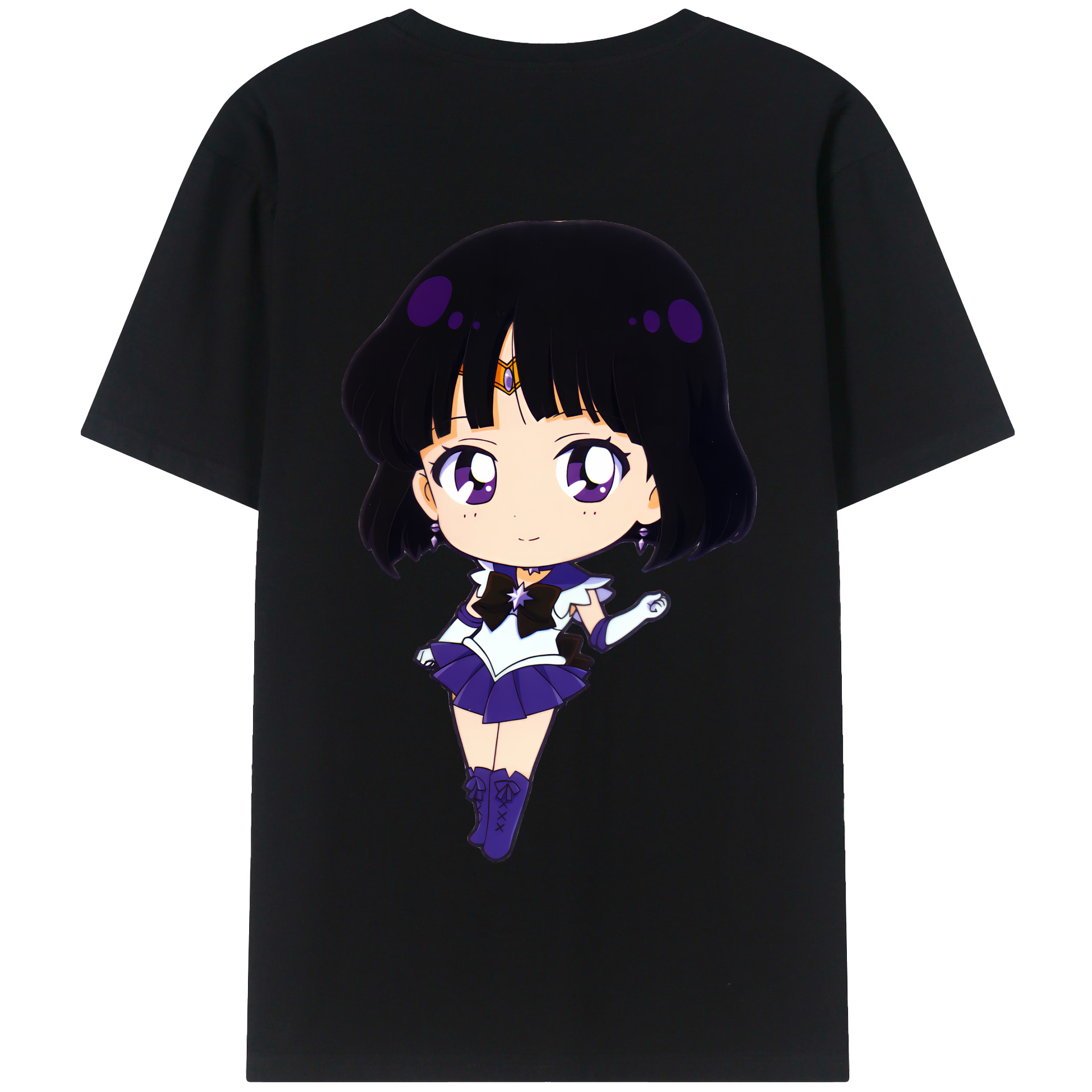 （画像用） 美少女戦士セーラームーン 土萠ほたる Sailor Moon Tomoe Hotaru （セーラーサターン；Sailor Saturn） 綿100％半袖Tシャツ（背面プリント）
