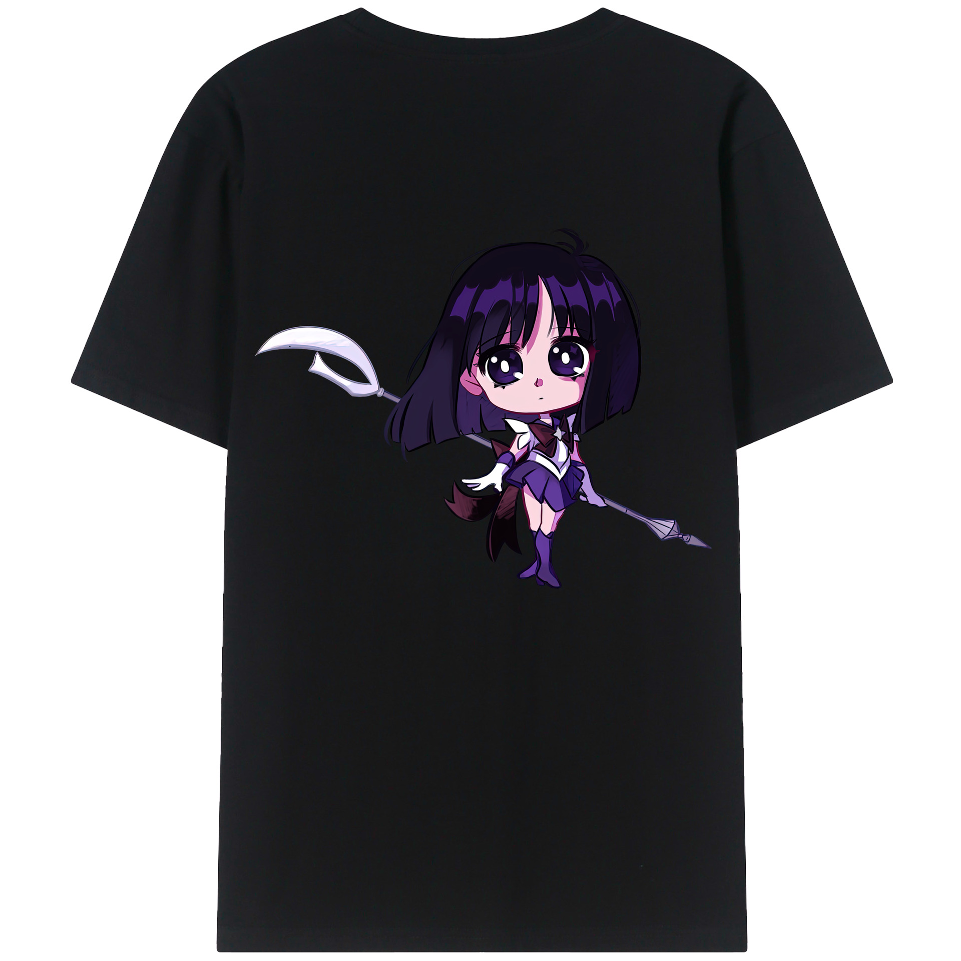 （画像用） 美少女戦士セーラームーン 土萠ほたる Sailor Moon Tomoe Hotaru （セーラーサターン；Sailor Saturn） 綿100％半袖Tシャツ（背面プリント）