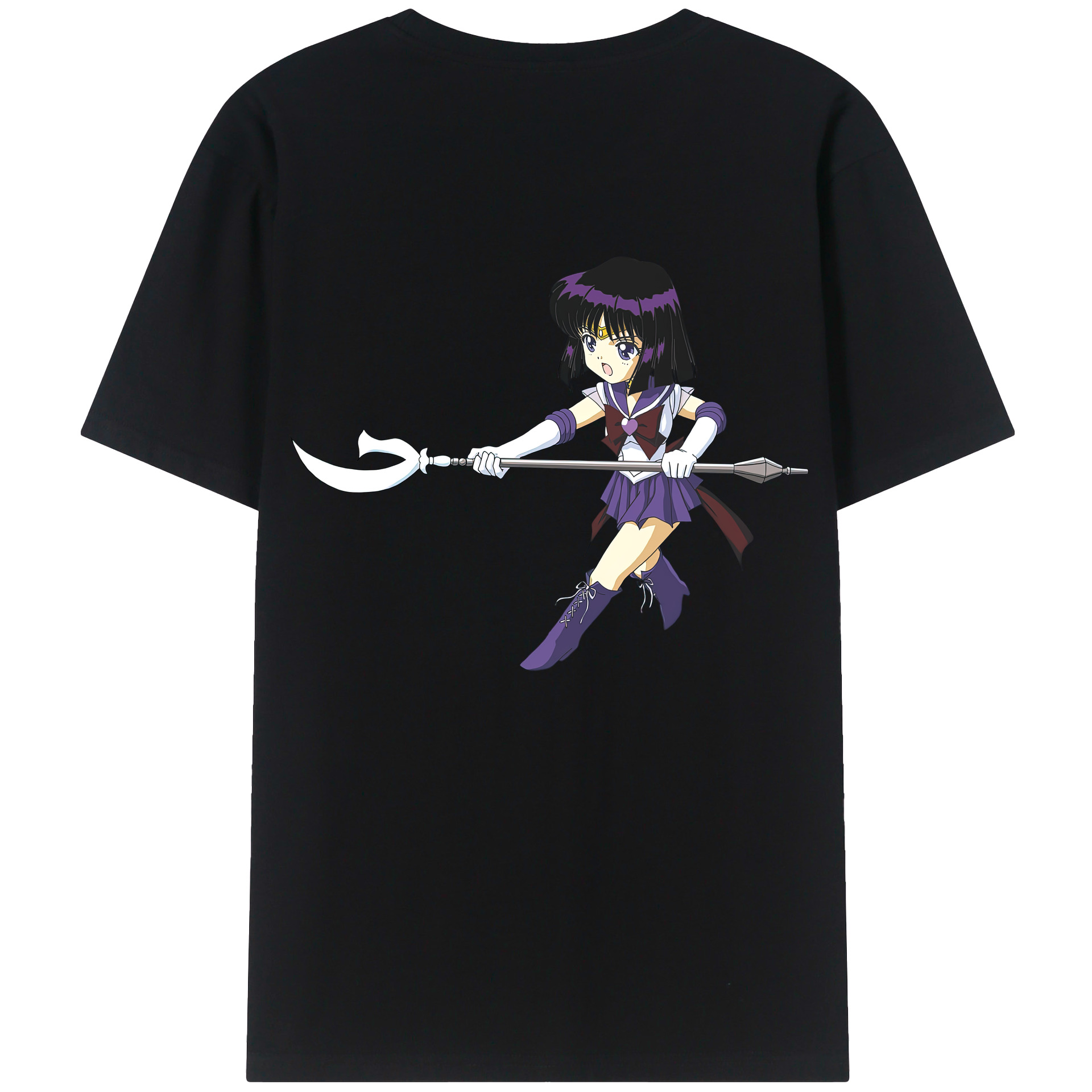 （画像用） 美少女戦士セーラームーン 土萠ほたる Sailor Moon Tomoe Hotaru （セーラーサターン；Sailor Saturn） 綿100％半袖Tシャツ（背面プリント）