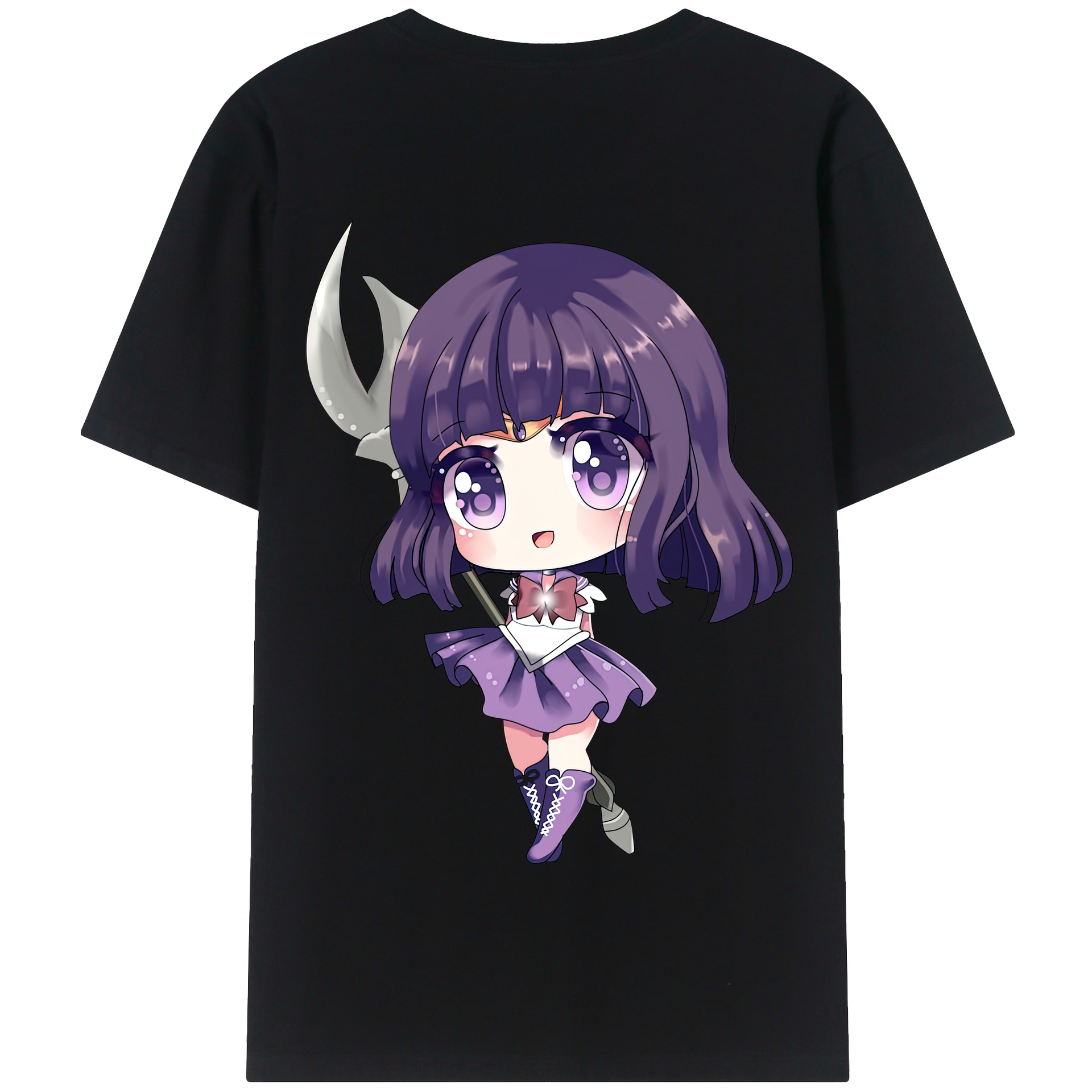 （画像用） 美少女戦士セーラームーン 土萠ほたる Sailor Moon Tomoe Hotaru （セーラーサターン；Sailor Saturn） 綿100％半袖Tシャツ（背面プリント）